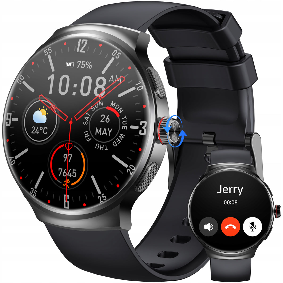Smartwatch Men,Bluetooth Calls,70+ Sport Modes,IP68 Waterproof,Pedometer