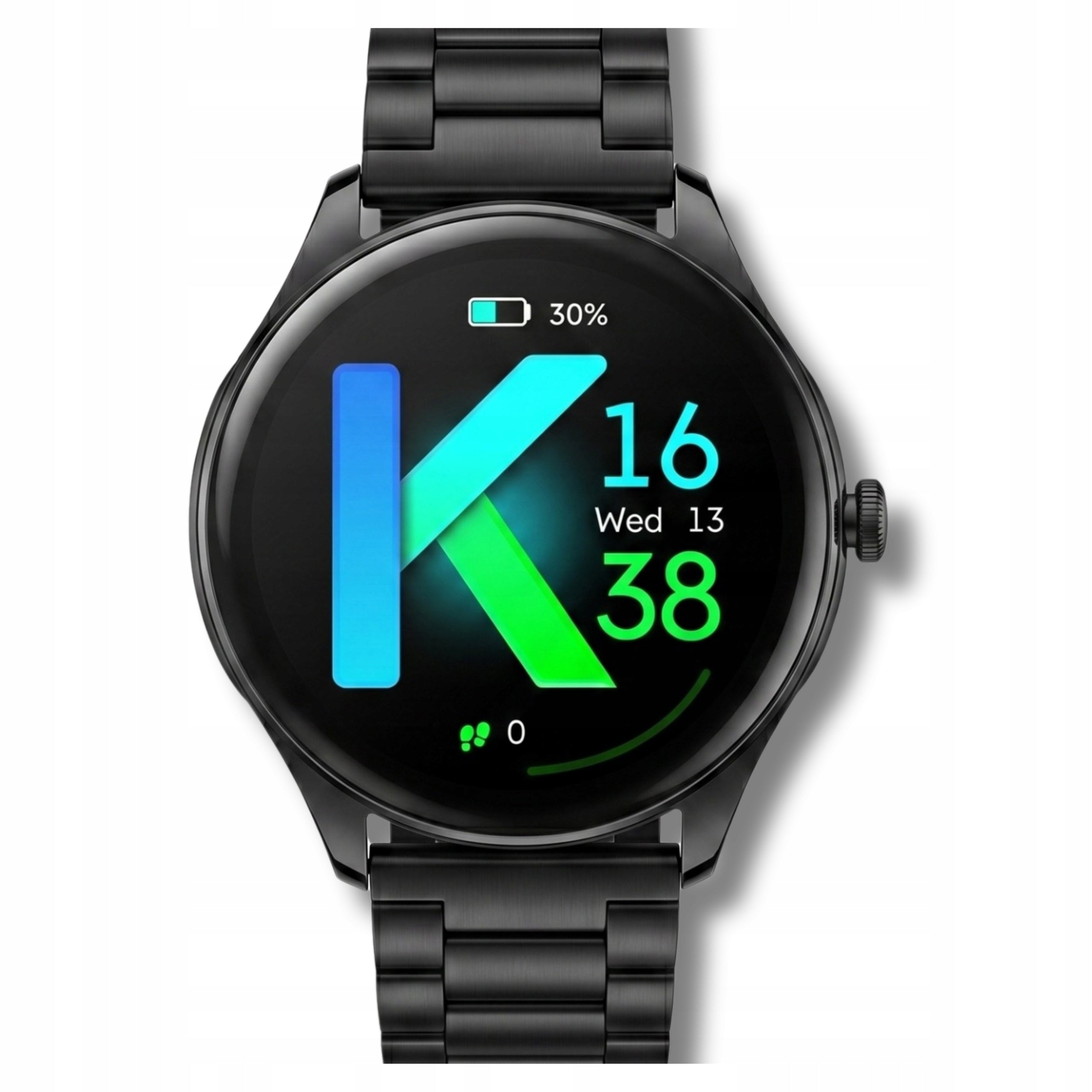Smartwatch Men's BLACK with bracelet 3 stripes Menu PL AMOLED CONVERSATIONS SMSY