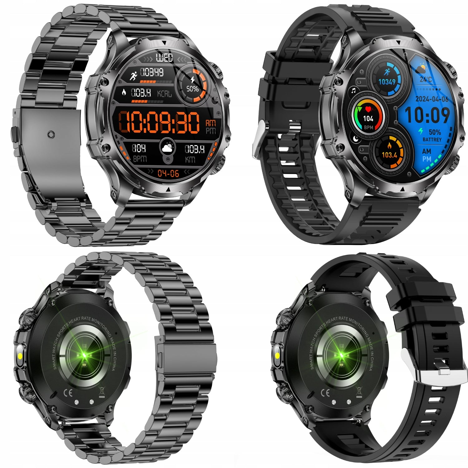 Smartwatch Men's Bluetooth Talking Sport Health Heart Rate Monitor PL + HEADPHONES Batteries included yes