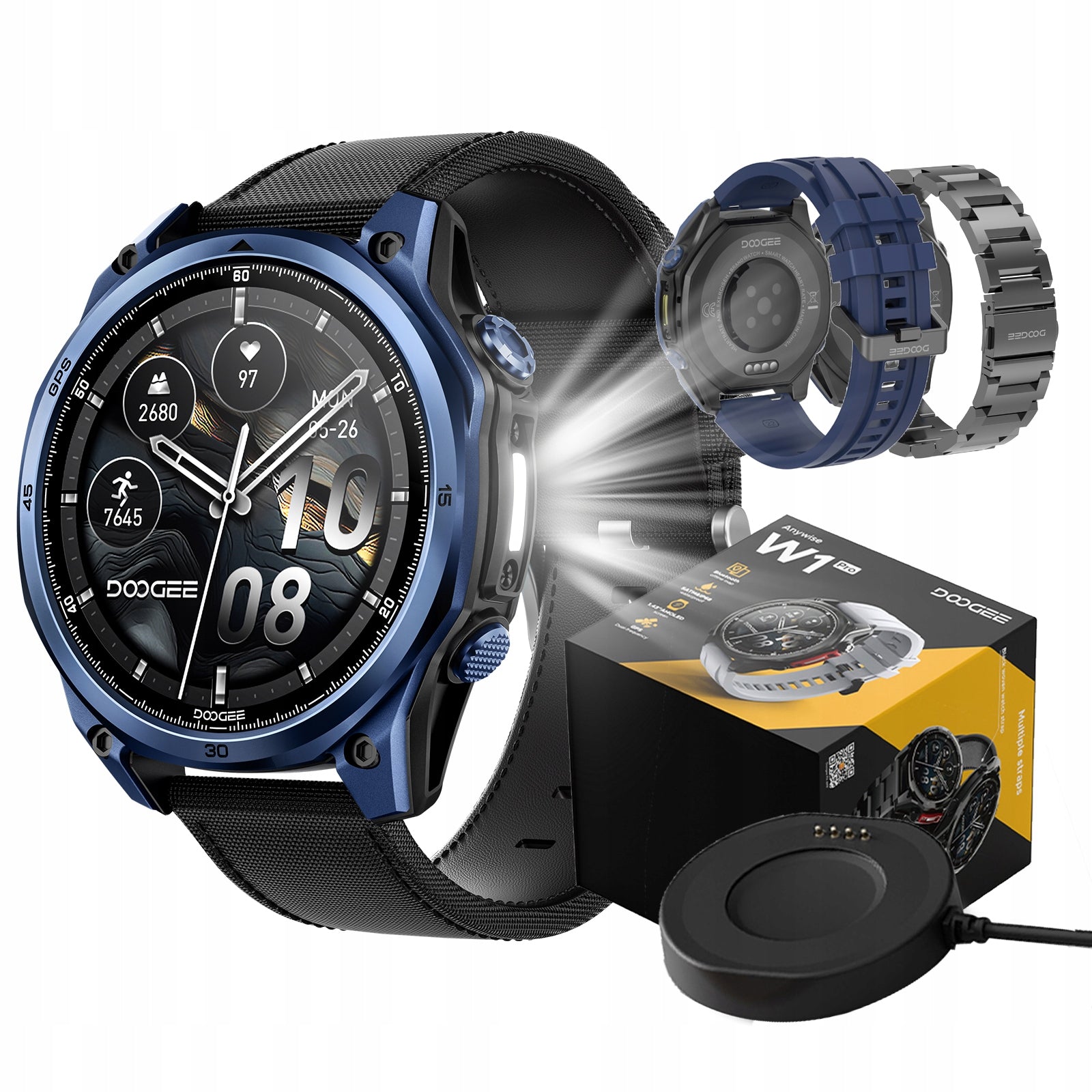 Smartwatch Men's GPS AMOLED Conversation MENU PL Maps Offline Watch IP68 sport