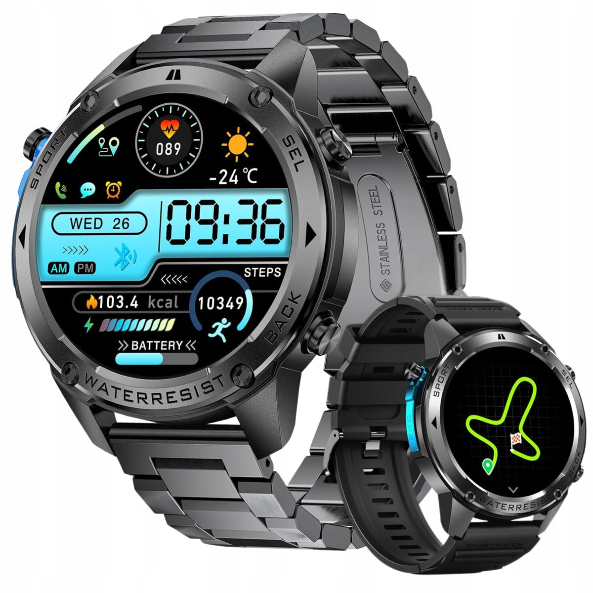 Smartwatch Men's GPS Watch Waterproof 5 ATM Talking Screen Amoled Menu PL