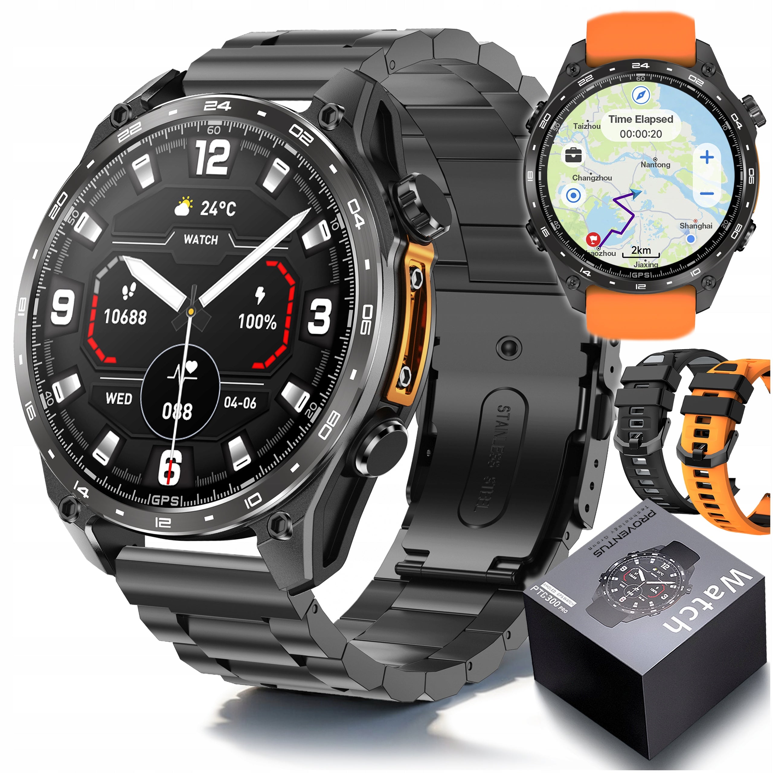 Smartwatch Men's GPS watch MAPS 4GB AMOLED IP68 Conversations PRESSURE MENU PL