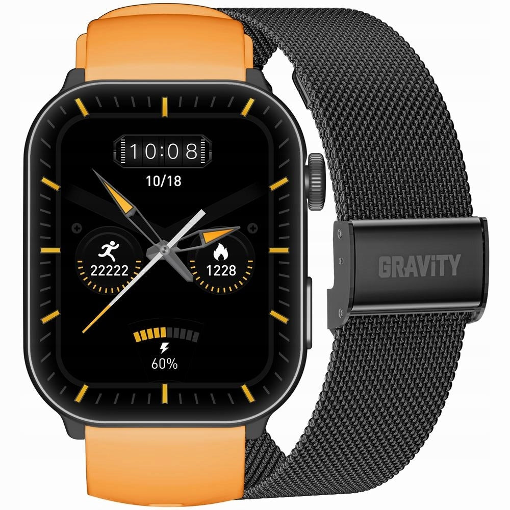 Smartwatch Men's GRAVITY GT28-2 Strap Bracelet Orange and Black