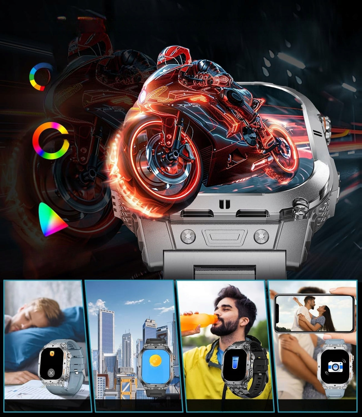 Smartwatch Men's Sports AMOLED With LED Flashlight Monitor Heart Rate GPS LIGE EF9 Packaging status original