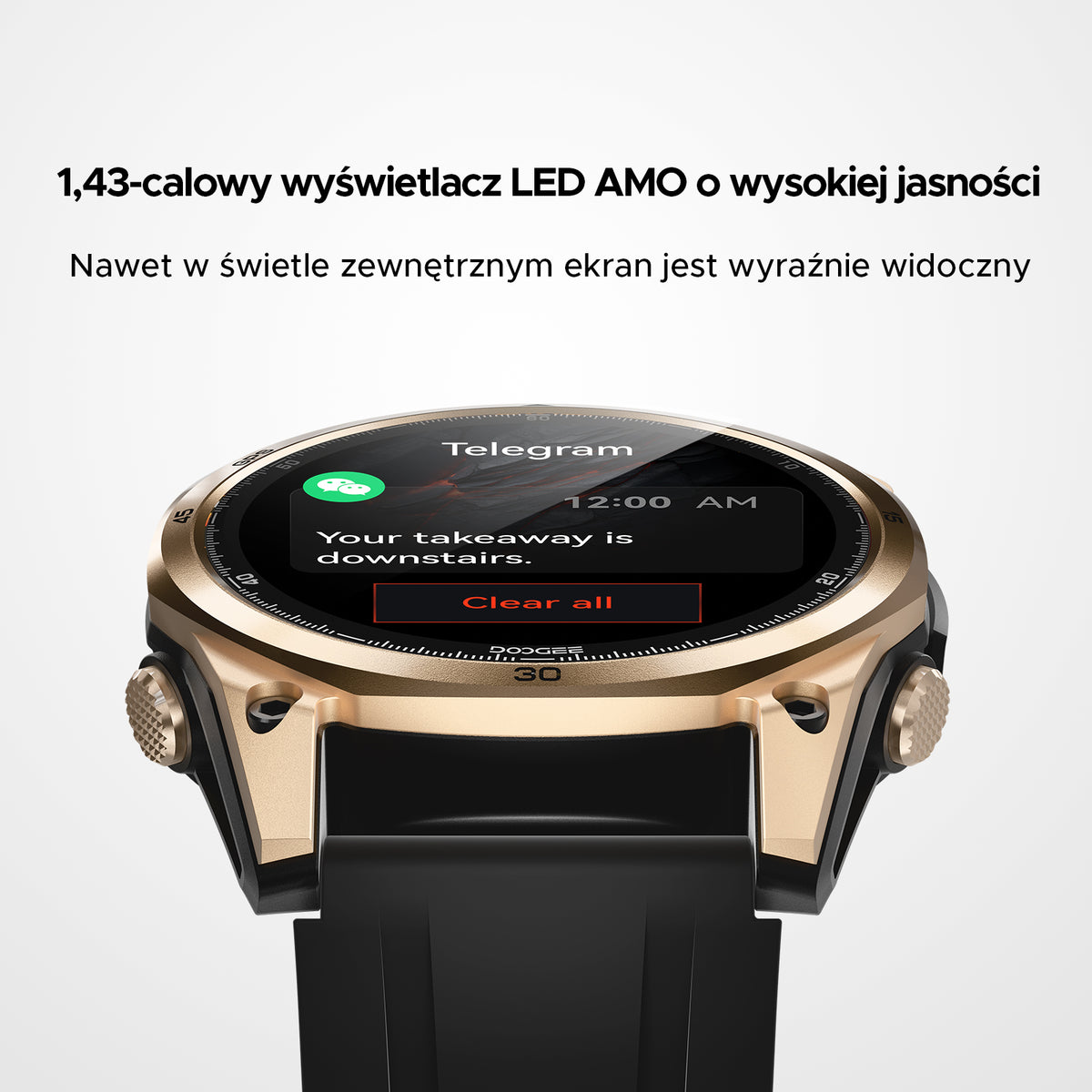 Smartwatch Men's Sports Round Screen HD 1,43 inch 150+ Sports Modes Brand DOOGEE