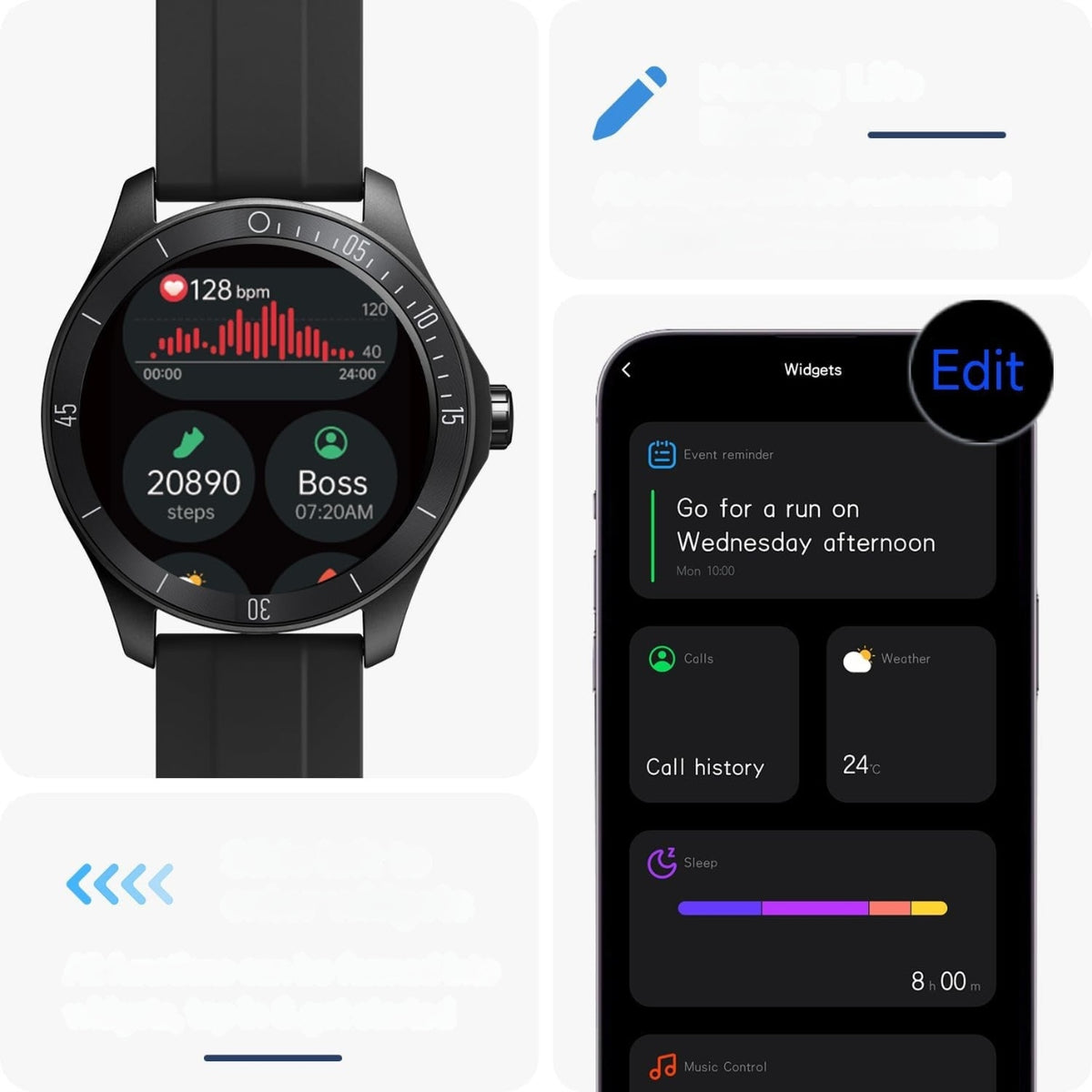 Smartwatch Men's Talk IP68 Pulse Sleep 100 Sports BLACK ELEGANT Packaging status original