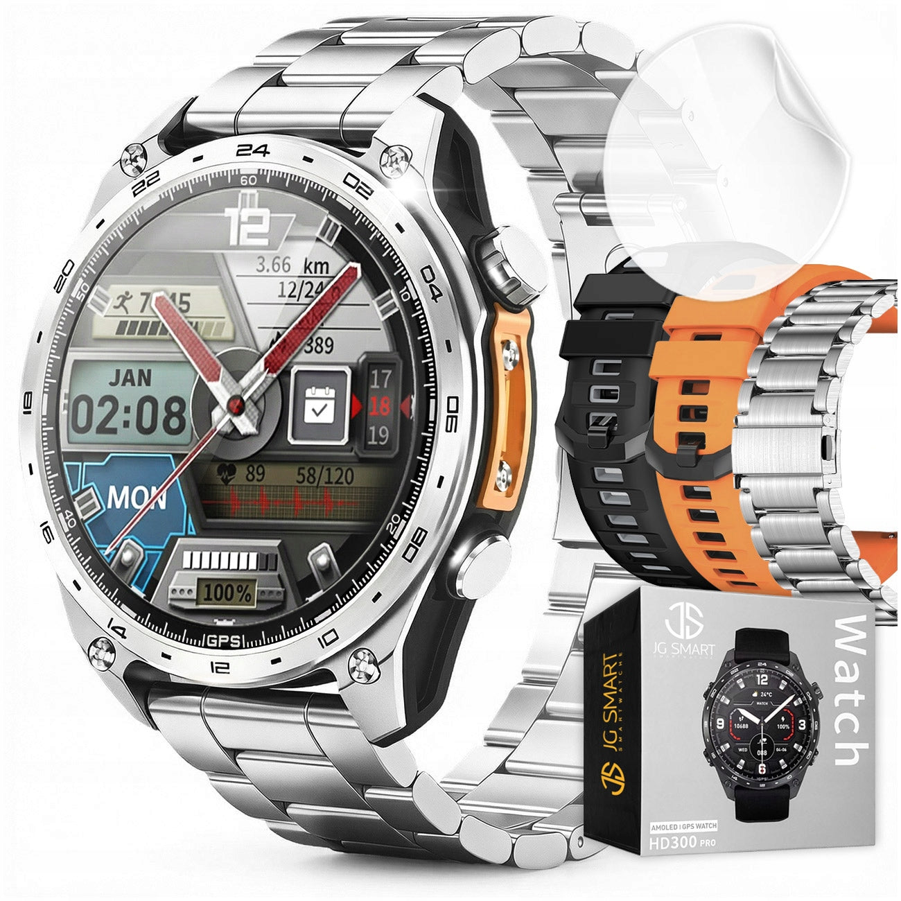 Smartwatch Men's Watch GPS 4GB MAPS AMOLED PRESSURE MENU PL WATERPROOF