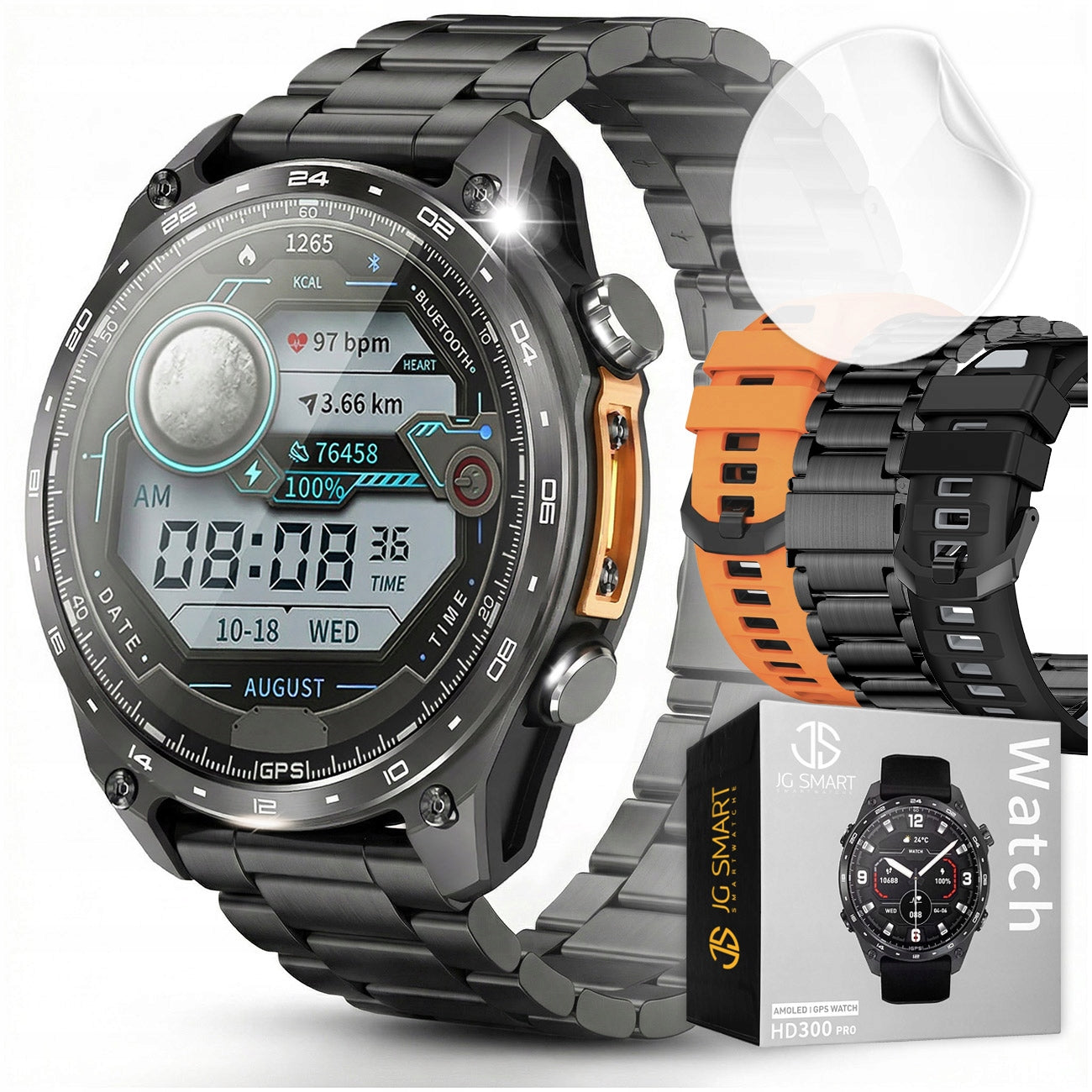 Smartwatch Men's Watch GPS 4GB MAPS AMOLED PRESSURE MENU PL WATERPROOF