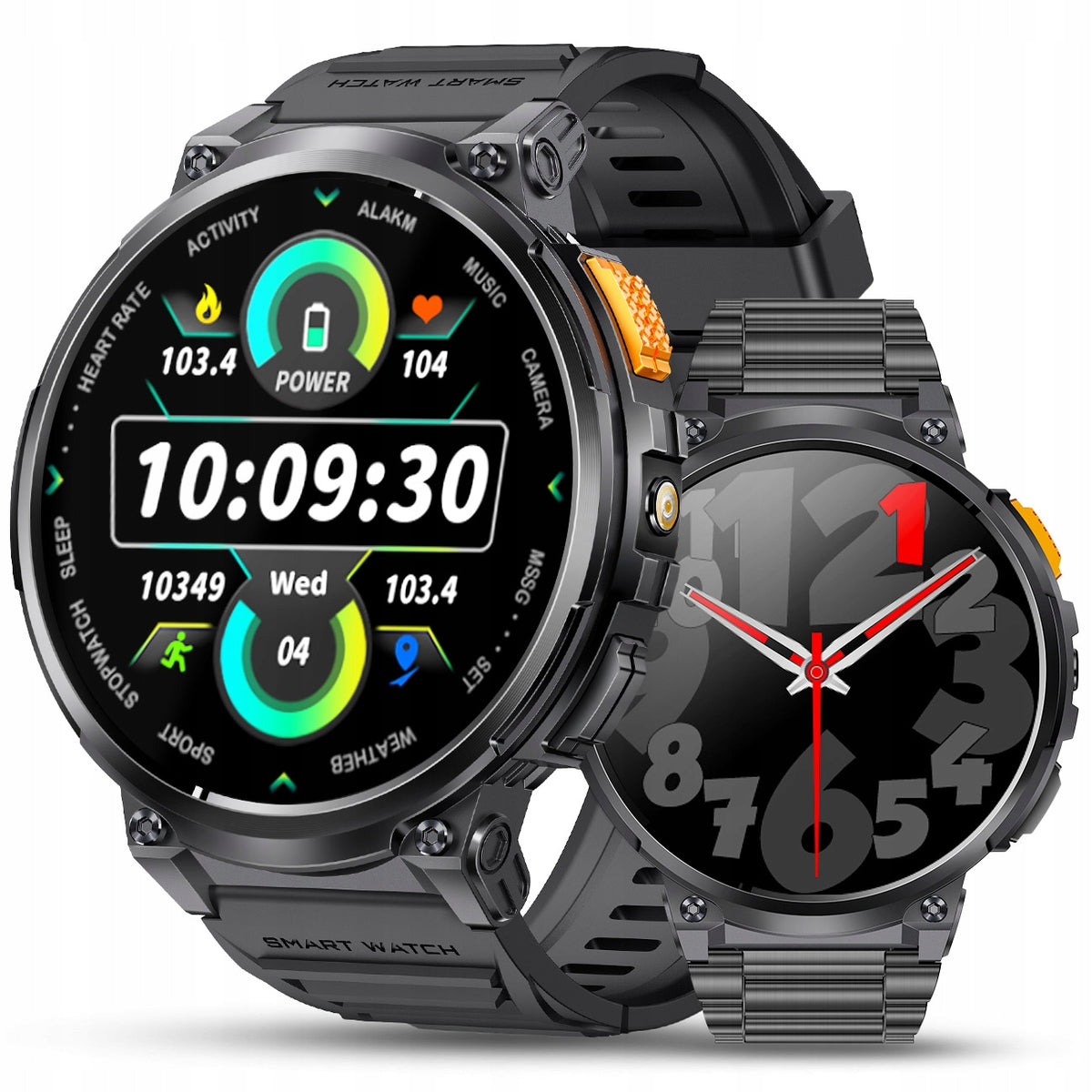 Smartwatch Men's Watch Menu PL Talk Blood Pressure Monitor 730mAh IP68 2 Strips
