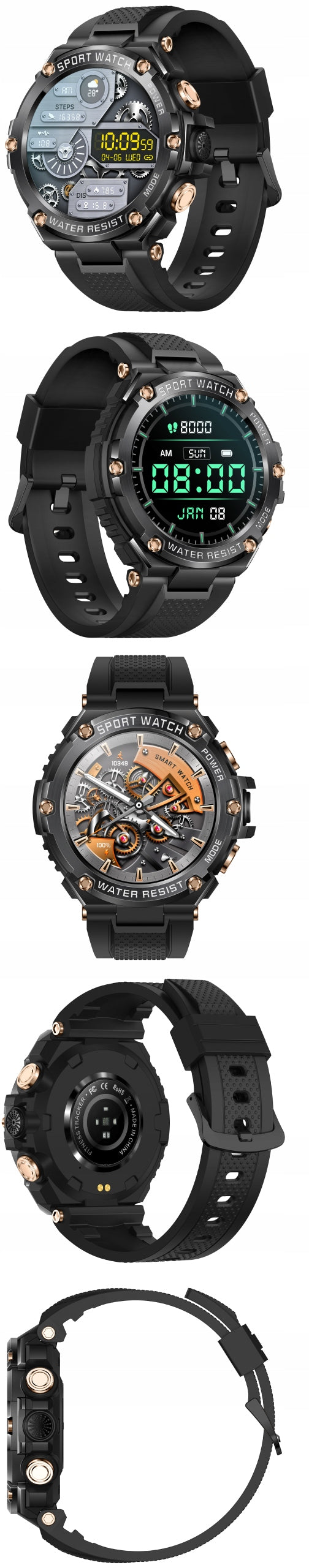 Smartwatch Men's watch HUGE BATTERY 800mAh LARGE DIAL BLACK Packaging status original