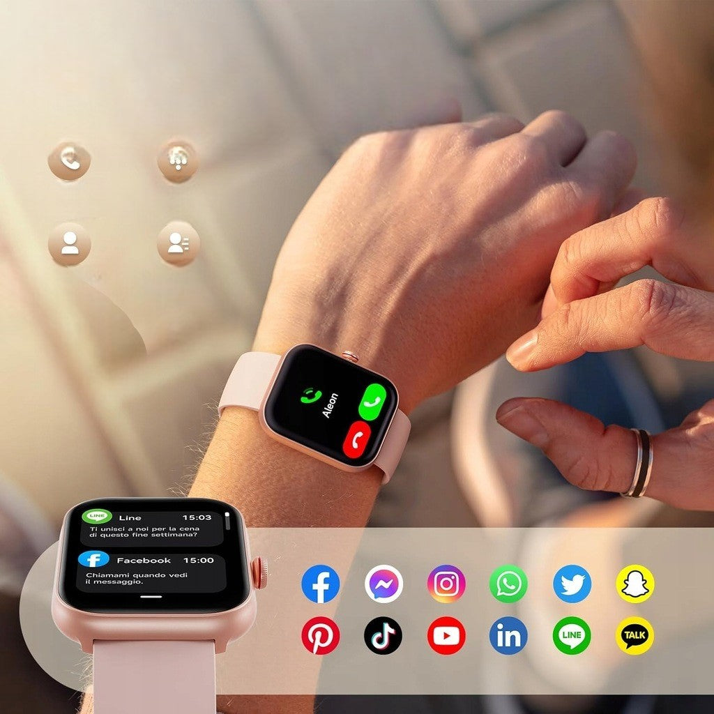 Smartwatch Pink with Bluetooth heart rate monitor IP68 Android and iOS IDW20 Brand no brand