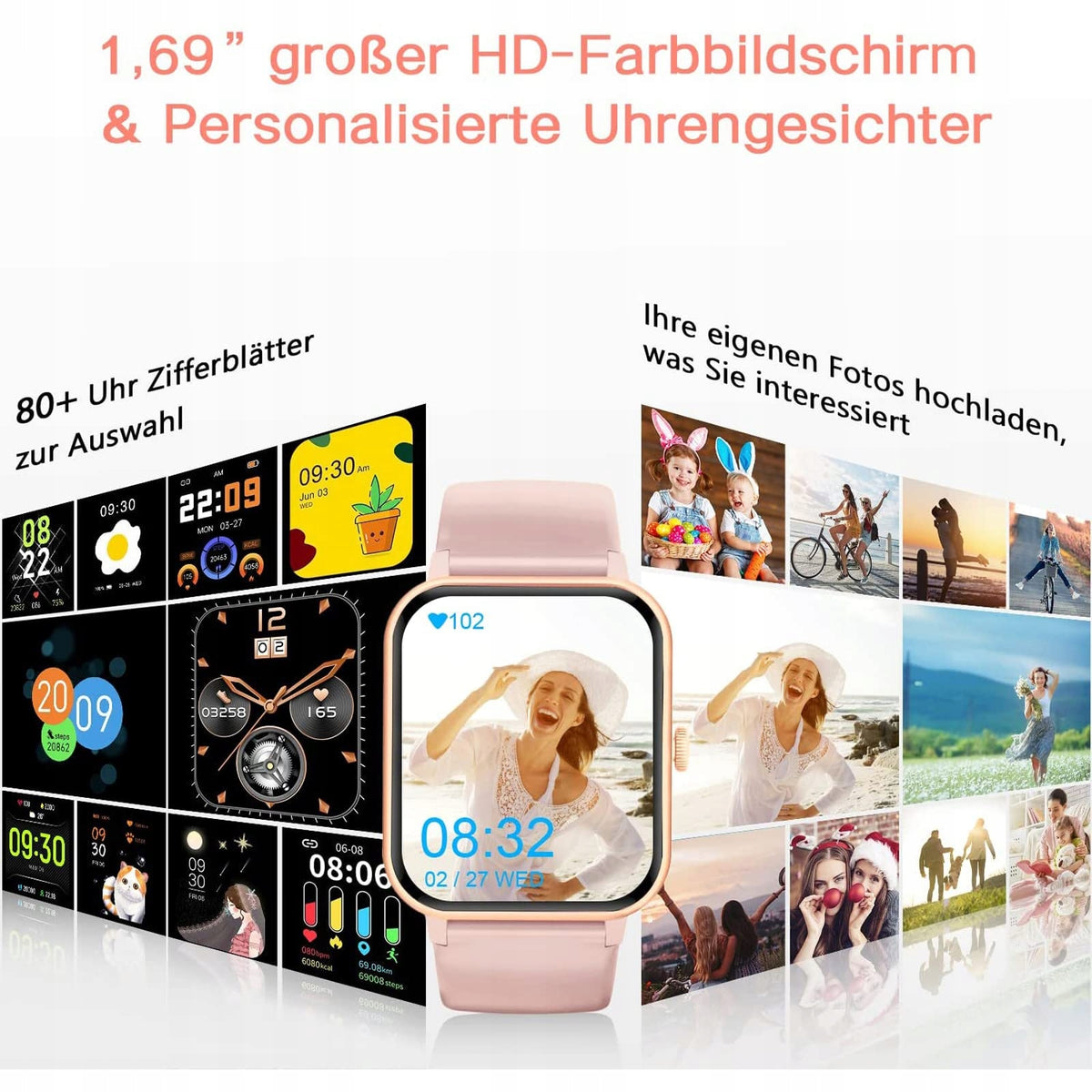 Smartwatch R3 Pro 25 Sports Modes 1,69 Inch Color pink