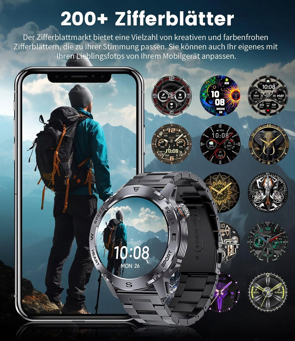 Smartwatch SPORTS WATCH LIGE 3 stripes SpO2 heart rate measurement EF1 Packaging status original