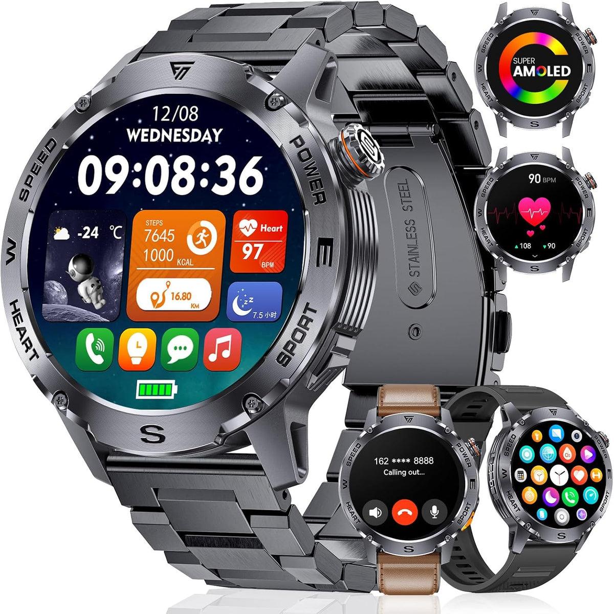 Smartwatch SPORTS WATCH LIGE 3 stripes SpO2 heart rate measurement EF1