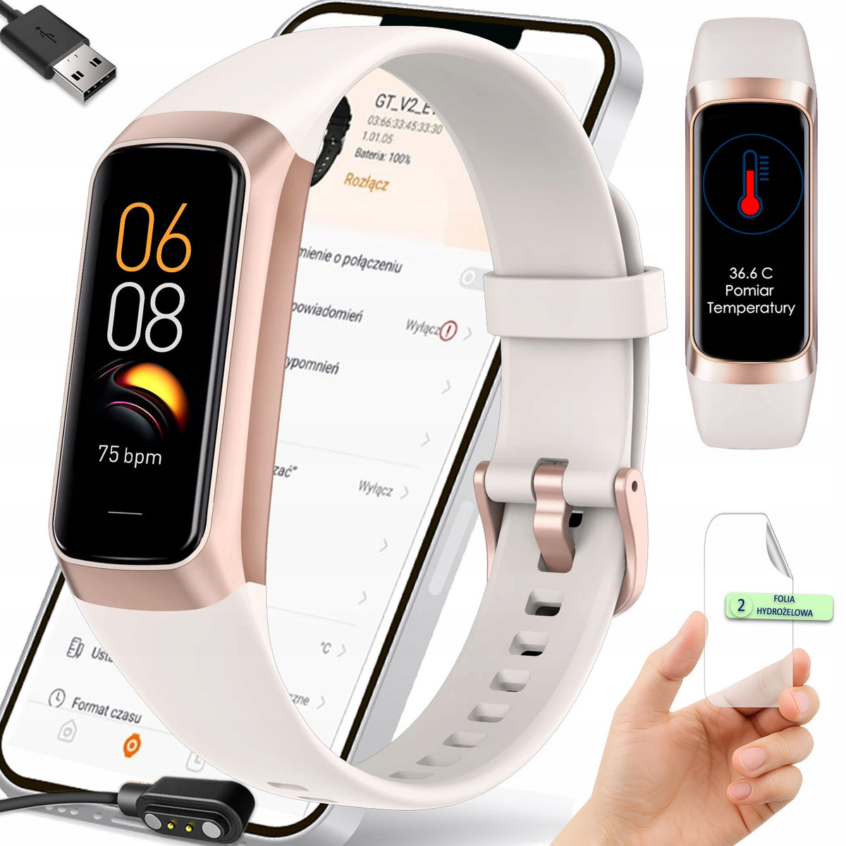 Smartwatch Sports Band ECG Pulse Steps Kcal Pressure Temperature
