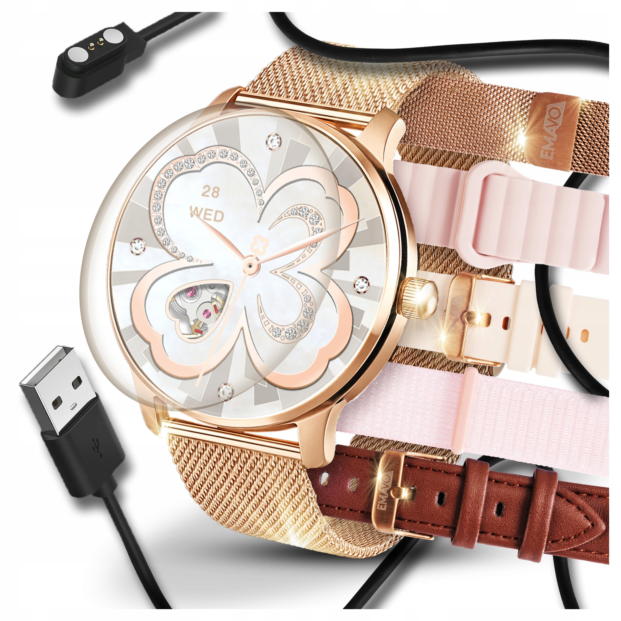 Smartwatch WOMEN'S Gold talk sport Bluetooth menu PL watch 5 stripes