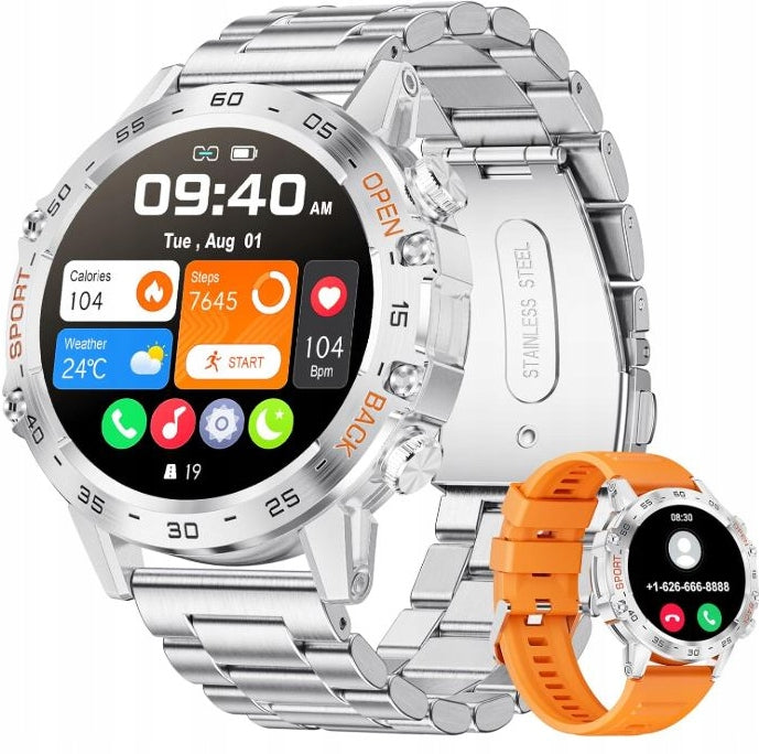 Smartwatch Watch CR-K52 chrome plated 2 pcs bracelets + protective glass