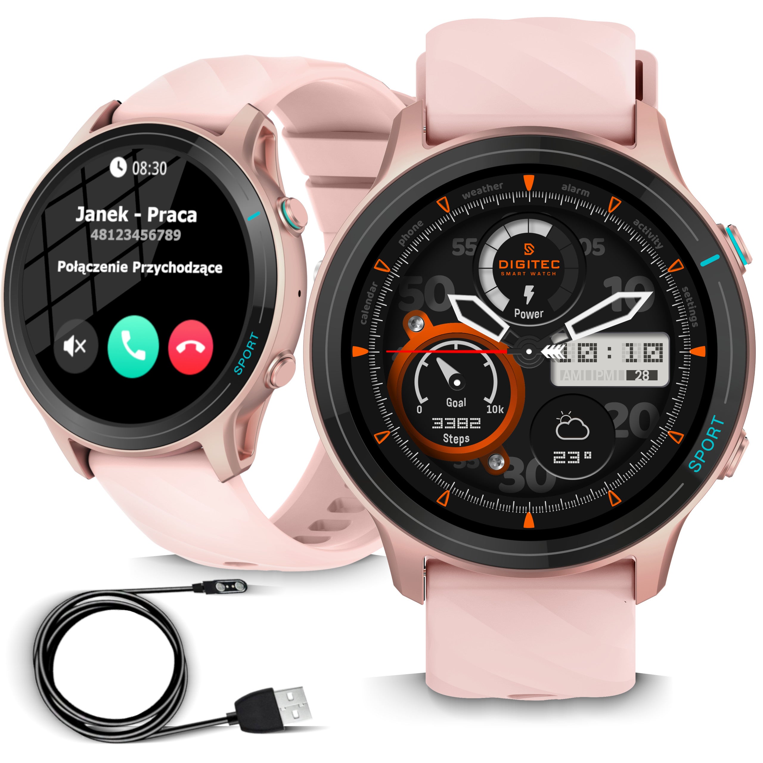 Smartwatch Wenom 2025 with call function, heart rate monitor, IP68 Menu PL