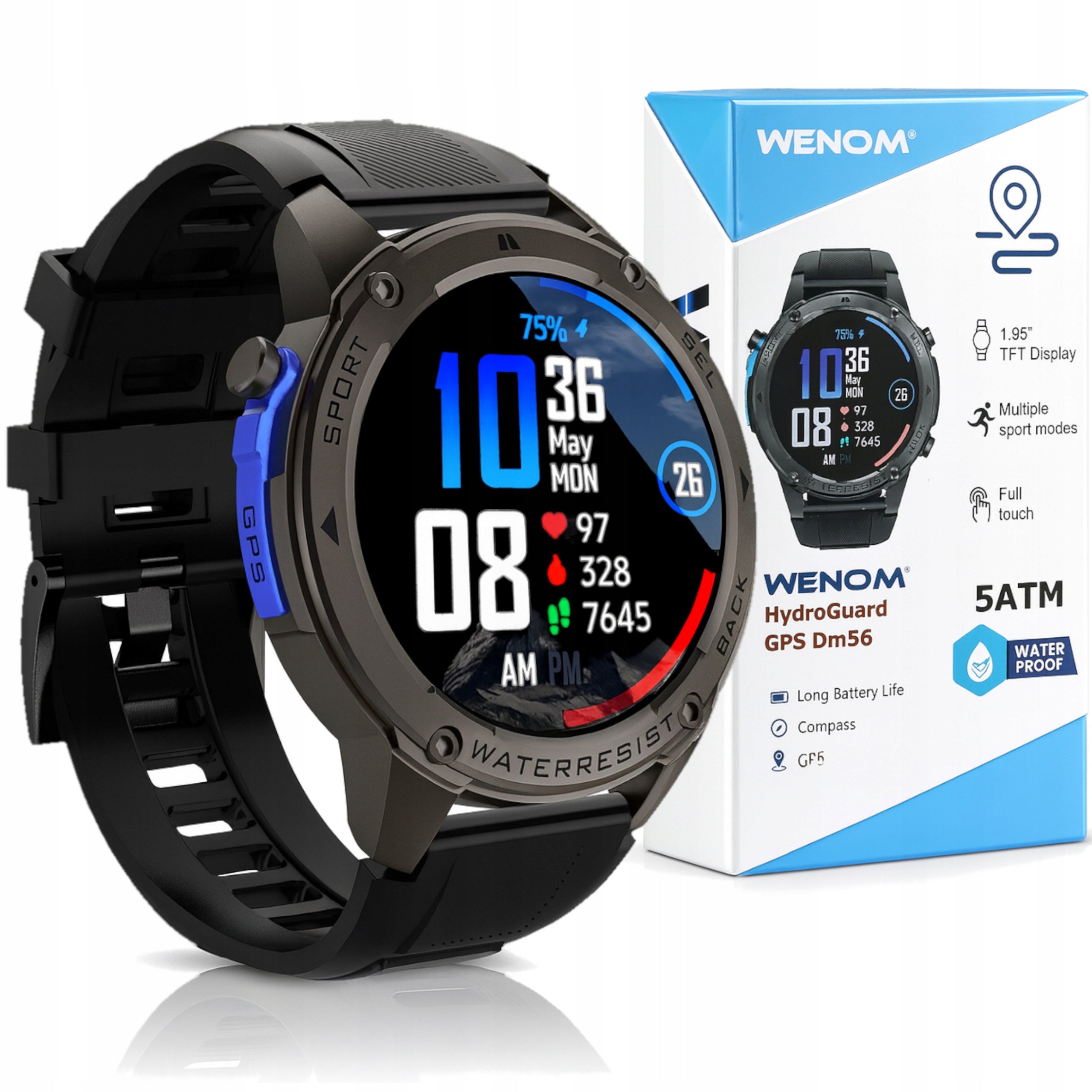 Smartwatch Wenom DM56 Sports Men's Women's GPS Waterproof PL Swimming