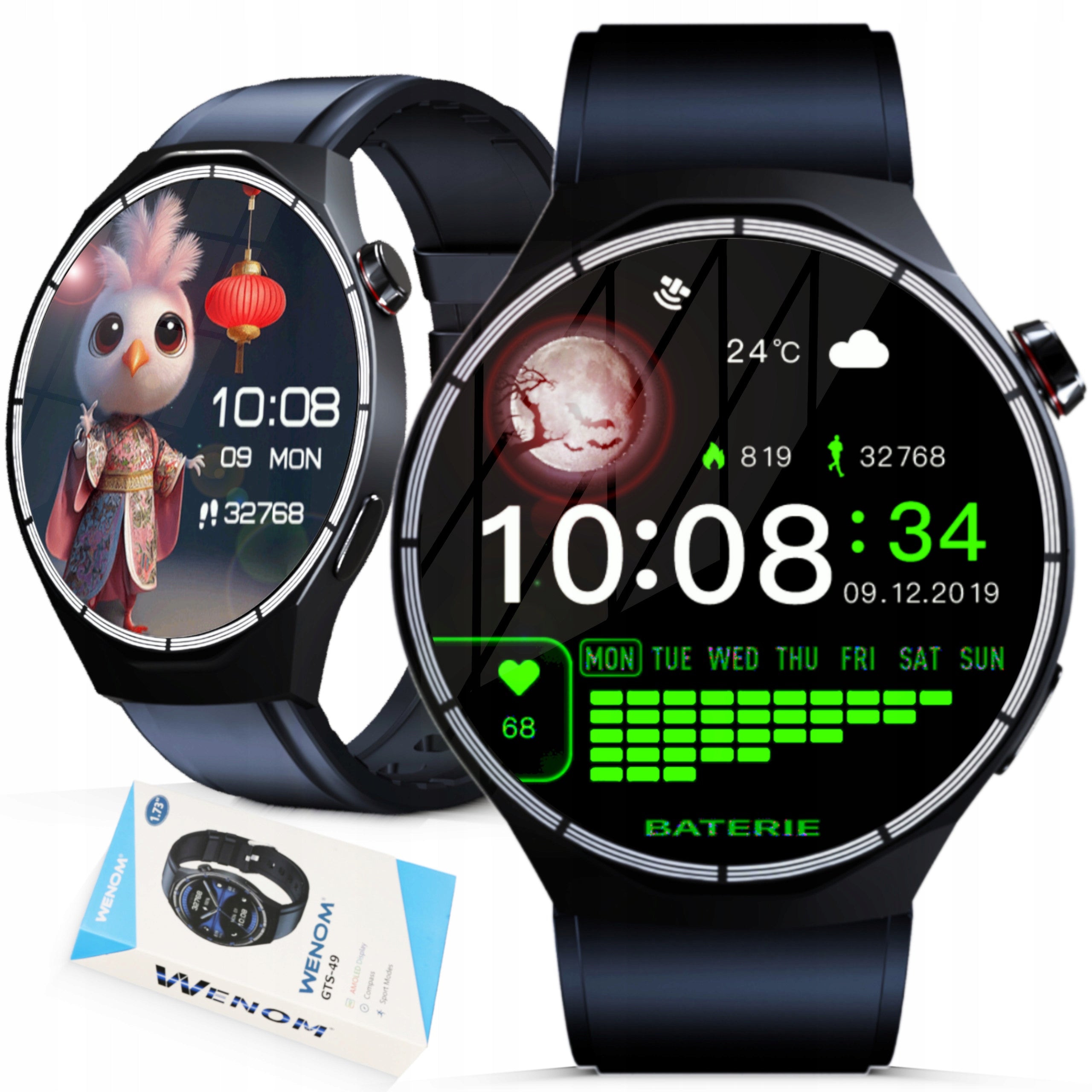 Smartwatch Wenom GTS-49 AMOLED 1GB BT Music Headphones Steps Pulse Pressure EAN (GTIN) 5906617960261