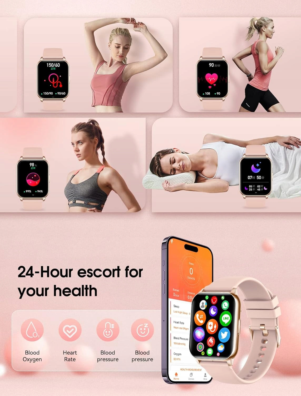 Smartwatch Women's Fitness Watch L55 1.96" Bluetooth iOS Android IP67 Brand no brand