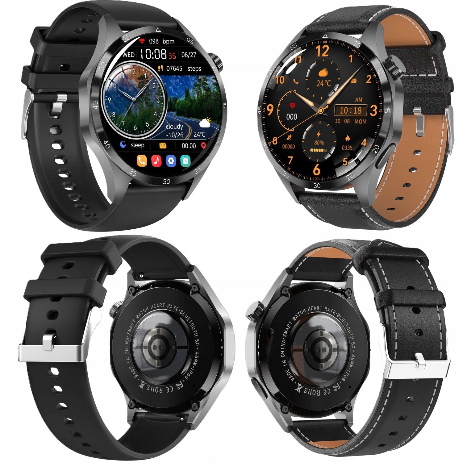 Smartwatch Women's Glucose Talk Pulse Pressure Two Straps + Headphones Packaging status original