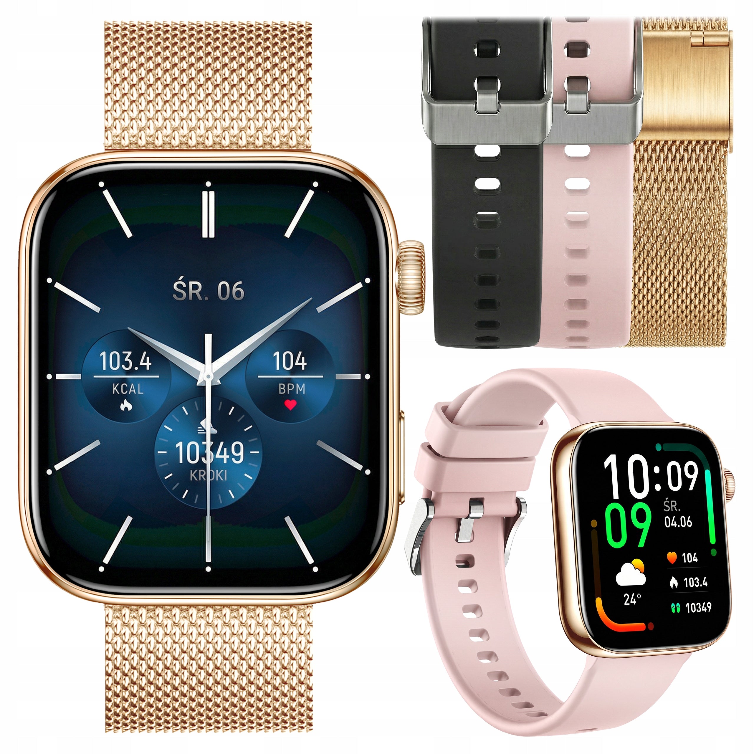 Smartwatch Women's Watch AMOLED Talk Bluetooth Heart Rate Monitor 3 Strips MenuPL