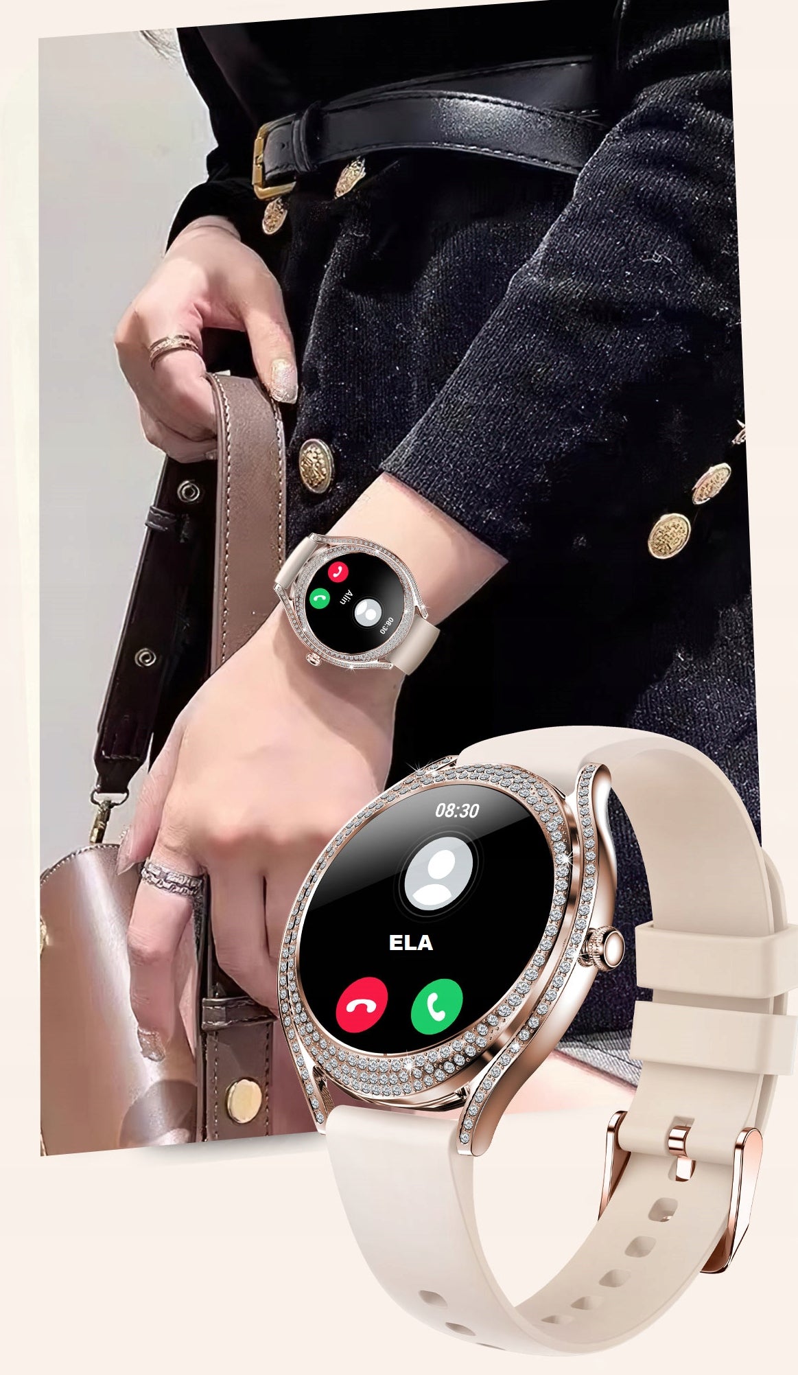 Smartwatch Women's Watch Elegant Fashionable Gold CONVERSATION SPORT 2 stripes PL Manufacturer code Smartwatch damski elegancki rozmowy ZŁOTY PL