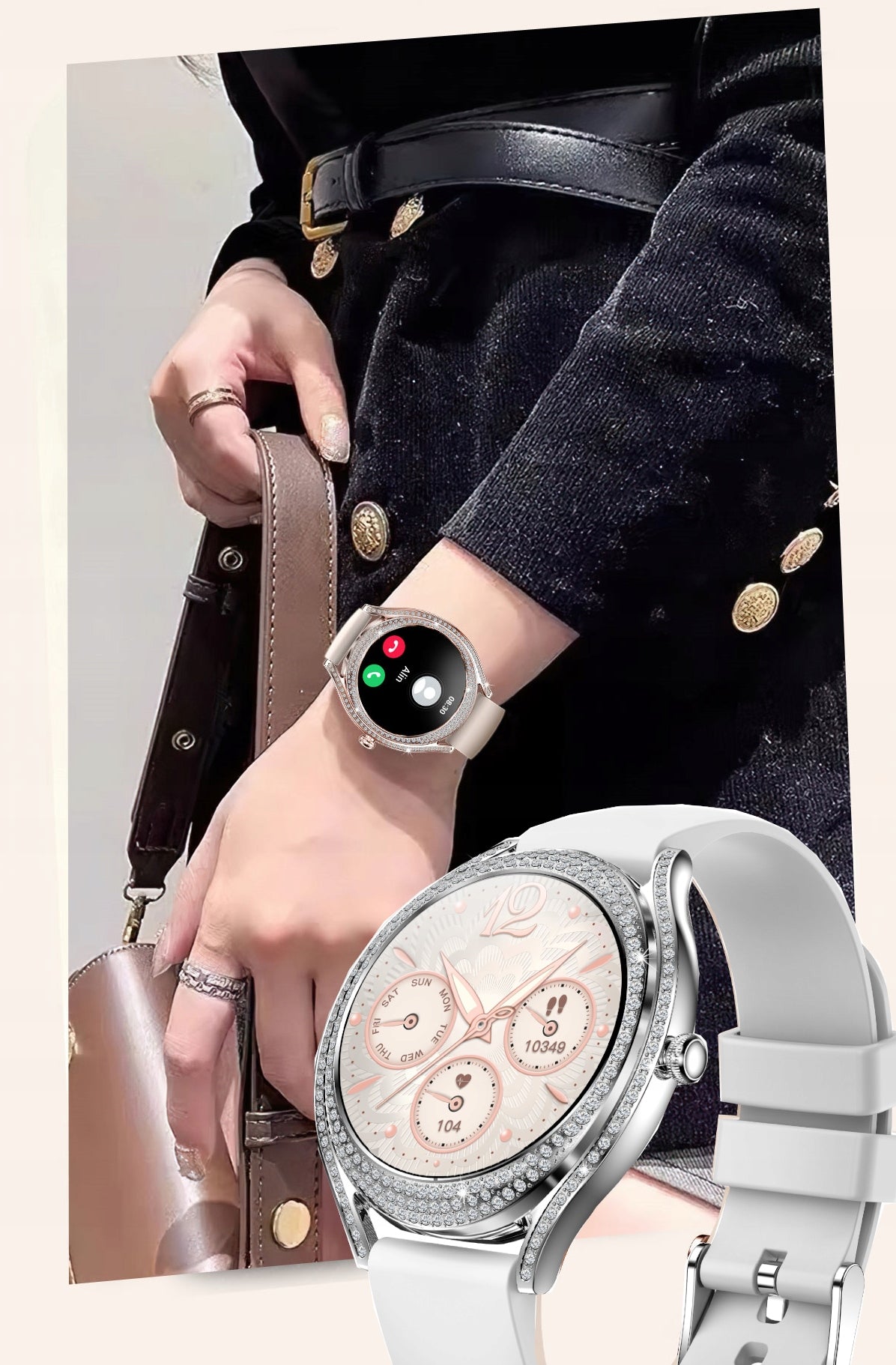 Smartwatch Women's Watch Elegant Fashionable Silver CONVERSATION SPORT 2 stripes PL Manufacturer code Smartwatch damski elegancki rozmowy Srebrny
