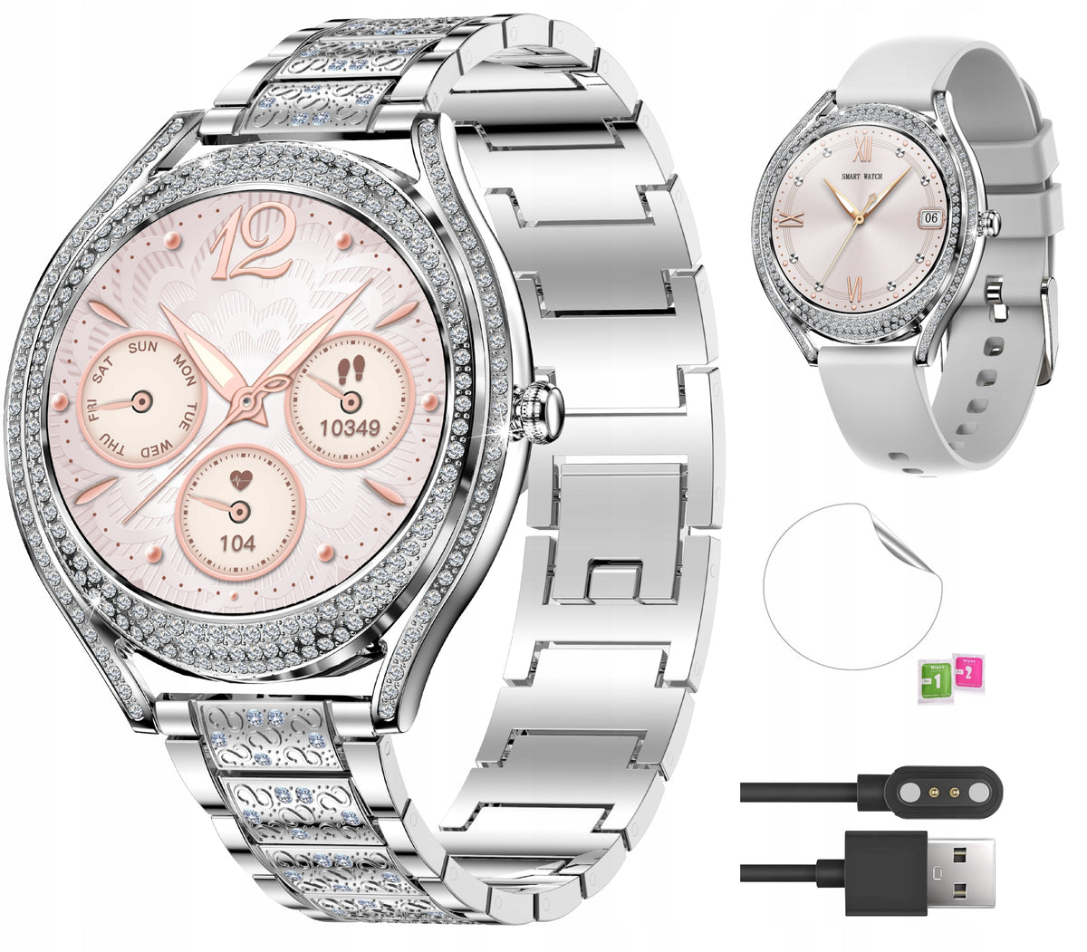 Smartwatch Women's Watch Elegant Fashionable Silver CONVERSATION SPORT 2 stripes PL