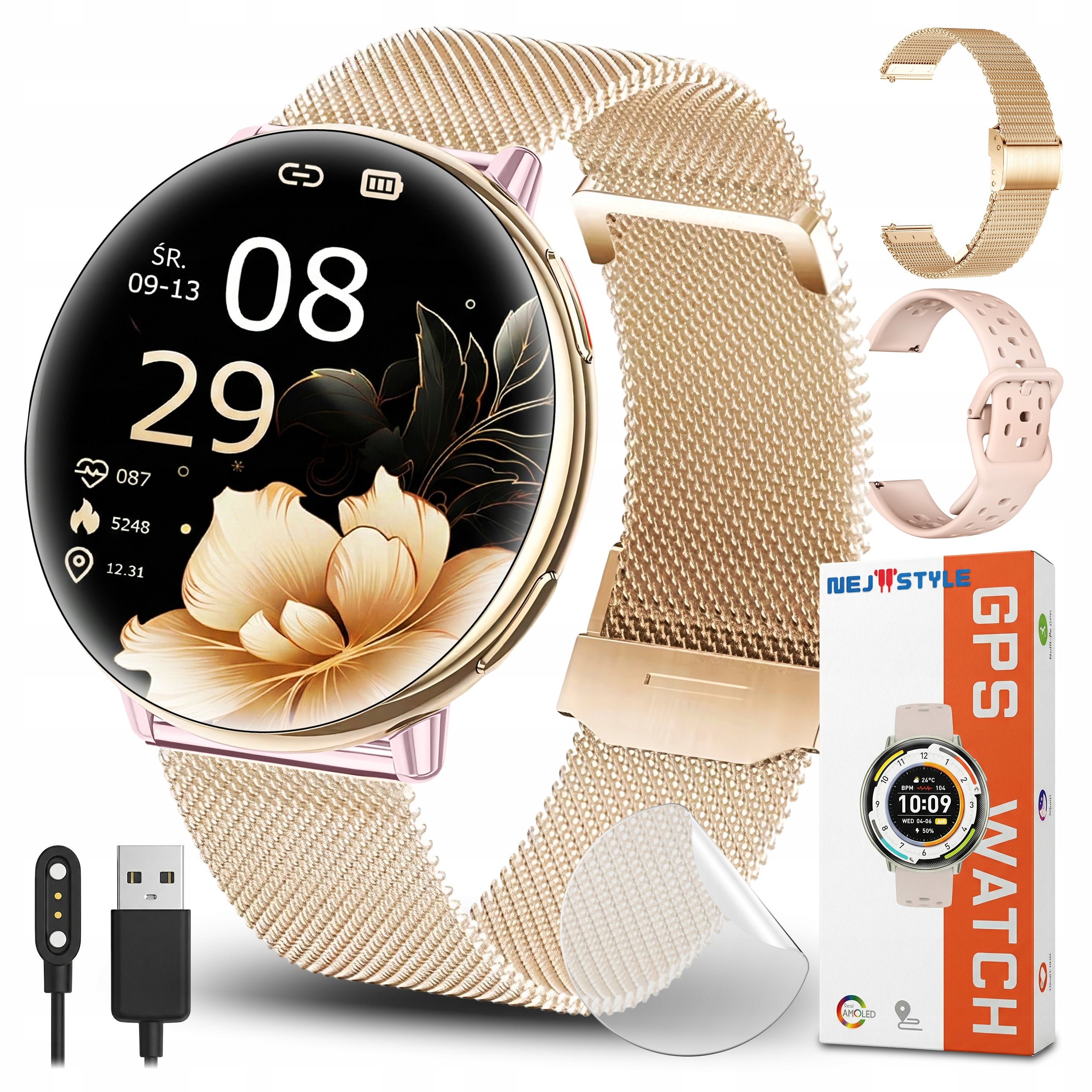 Smartwatch Women's Watch GPS AMOLED Conversation Pressure Waterproof Menu PL