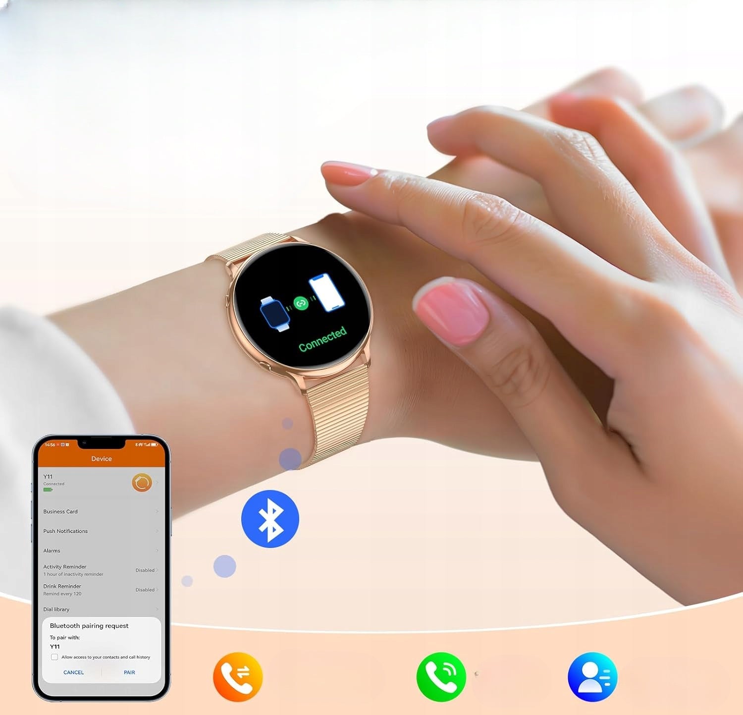 Smartwatch Women's gold pink 1,32" Gold - Conversations, Health Fitness sport Packaging status original