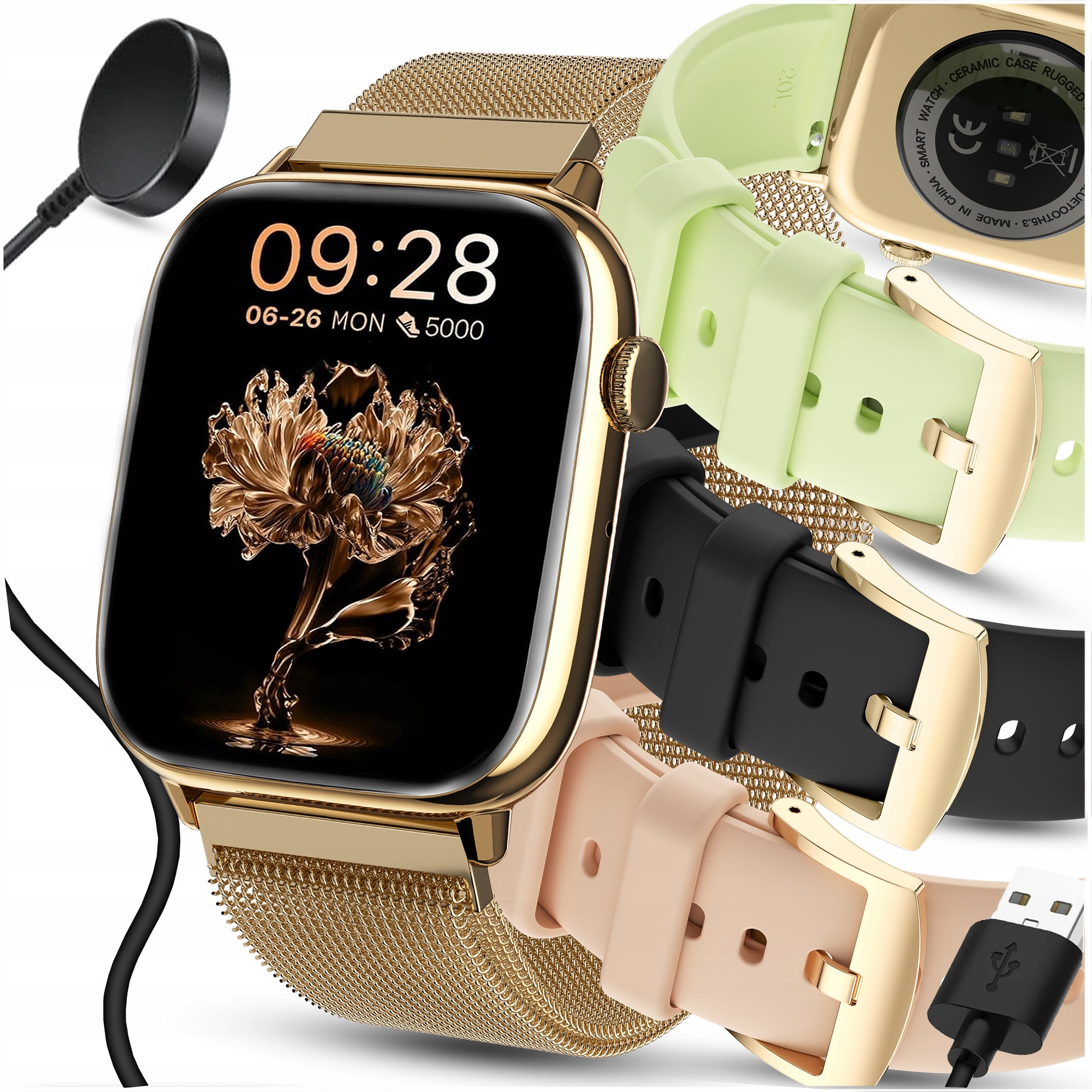 Smartwatch WonderWatch Xi11 Gold AMOLED BT Talk 4 Straps