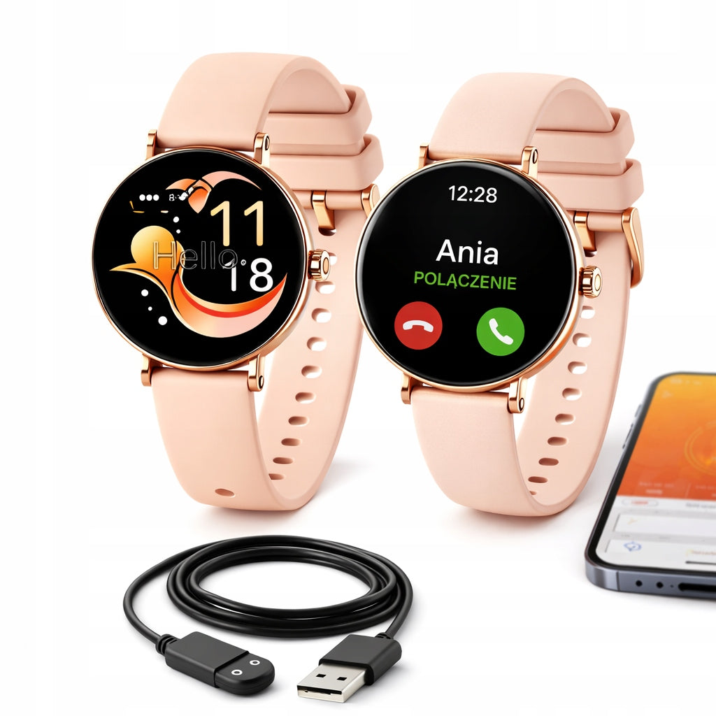 Smartwatch Y16 AMOLED | Bluetooth Calls | Pulse | Activity | Rose Gold