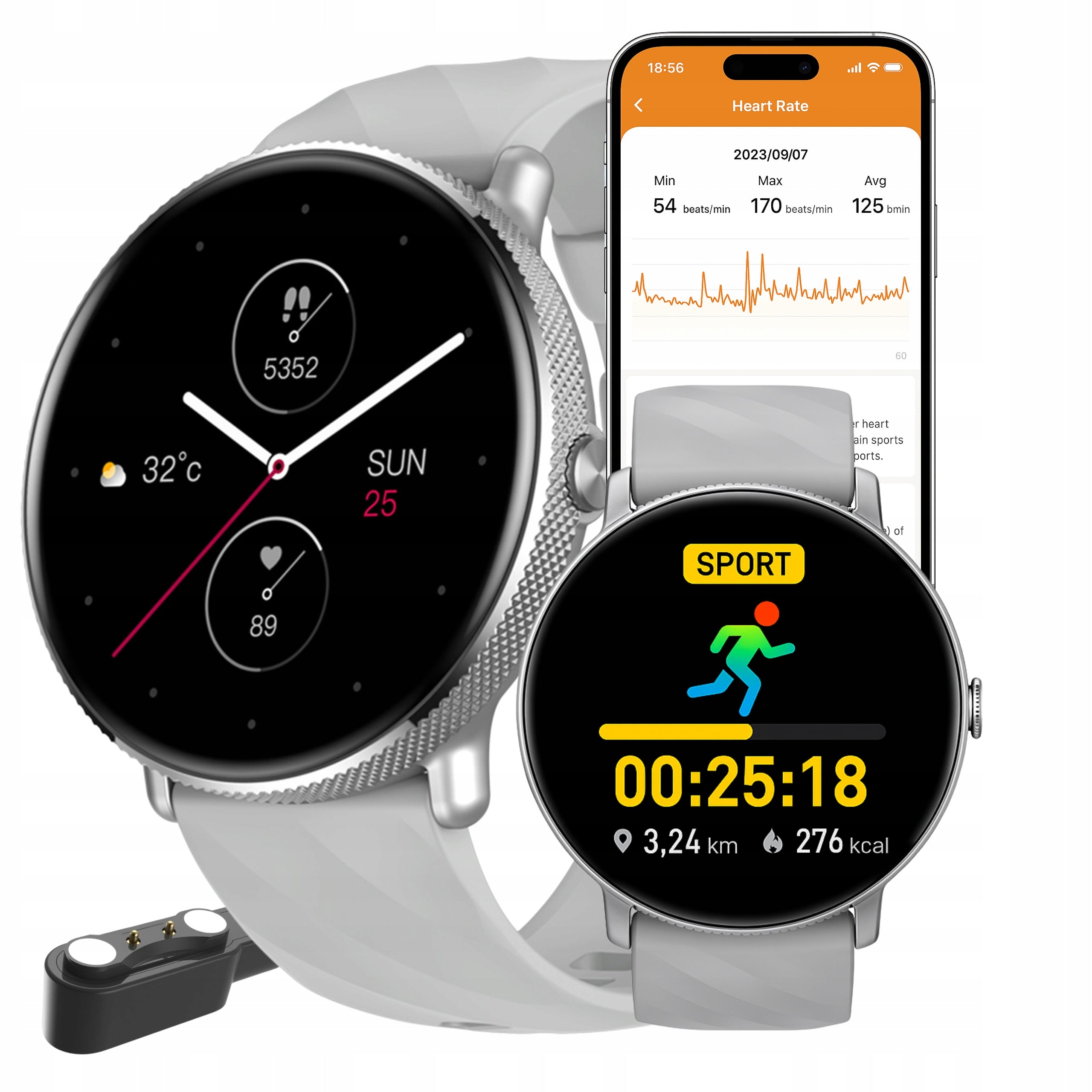 Smartwatch Zeblaze GTR 3 Pro Silver AMOLED health sport IP68 Always-On