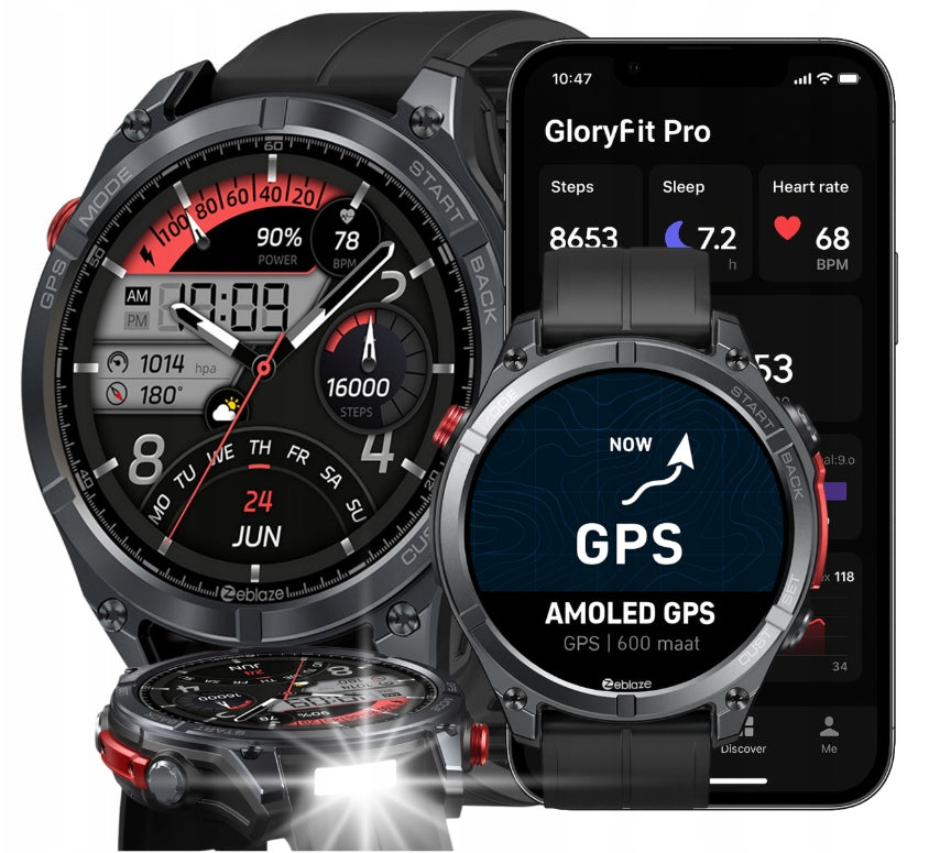 Smartwatch Zeblaze Stratos 4 Black GPS AMOLED Sport Waterproof 5ATM