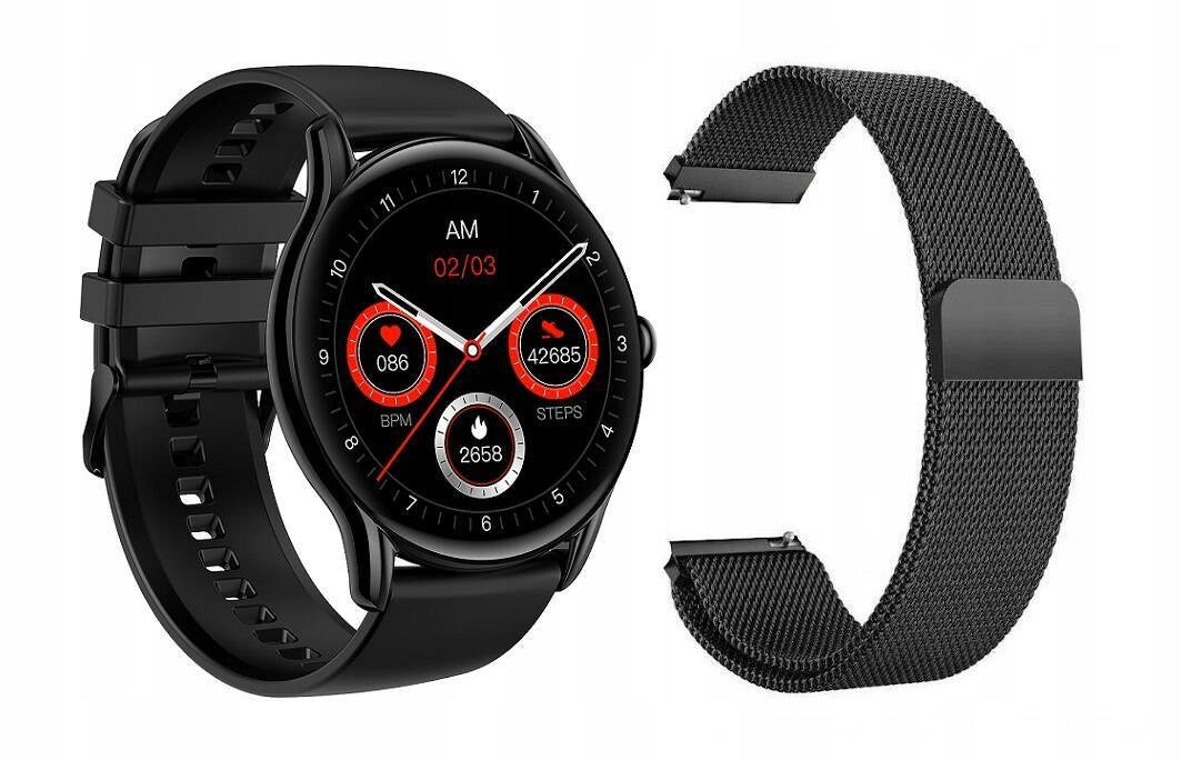 Smartwatch black features NOTIFICATION PULS GAME strap + bracelet EAN (GTIN) 5905778546062
