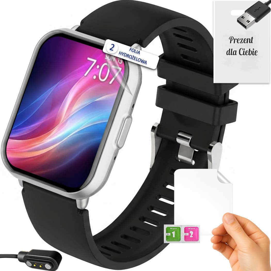 Smartwatch call notifications from phone pulse steps alarm menu PL