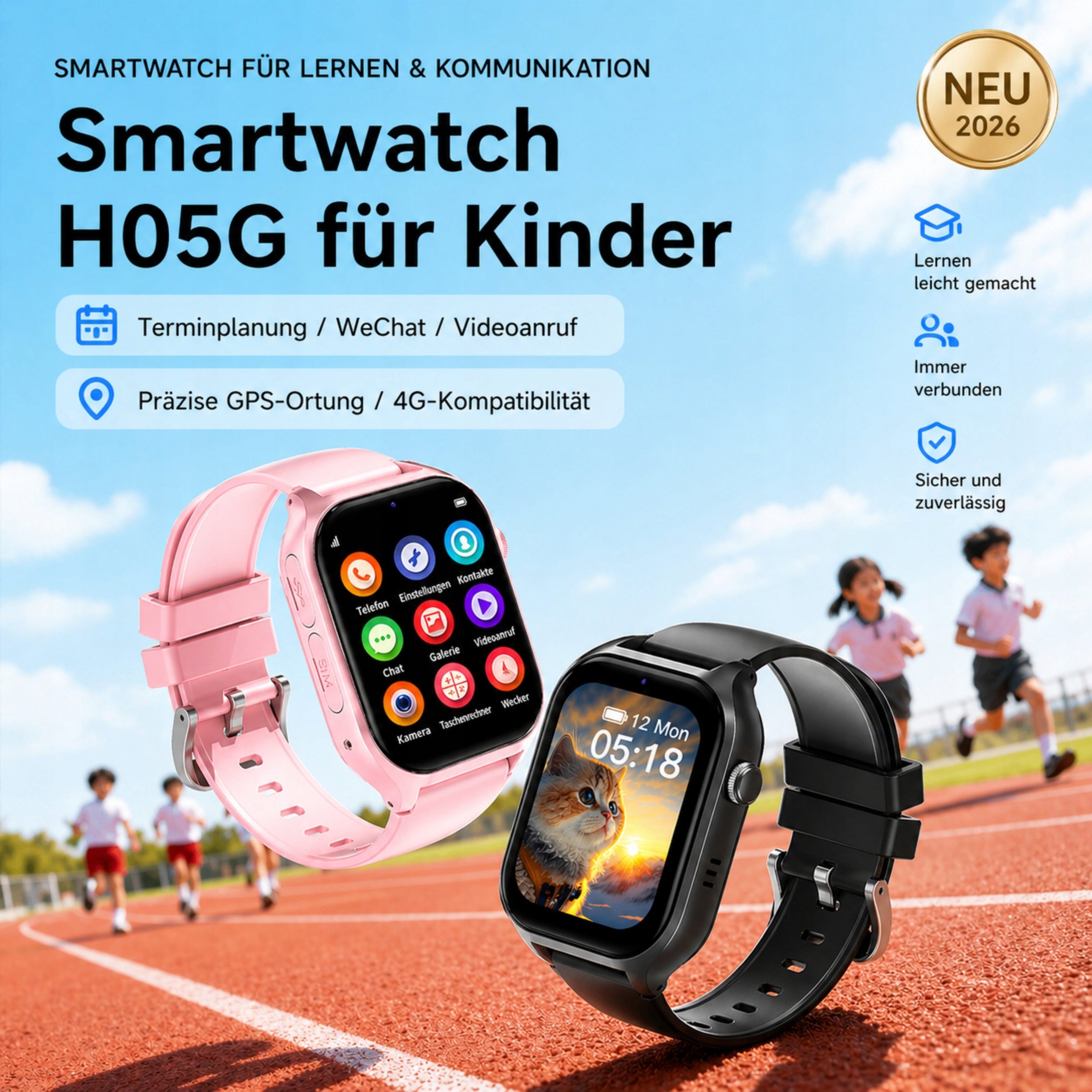 Smartwatch dziecięcy 4G GPS, 1,83", 8GB, IP67, SOS Manufacturer code CXKJ-PL