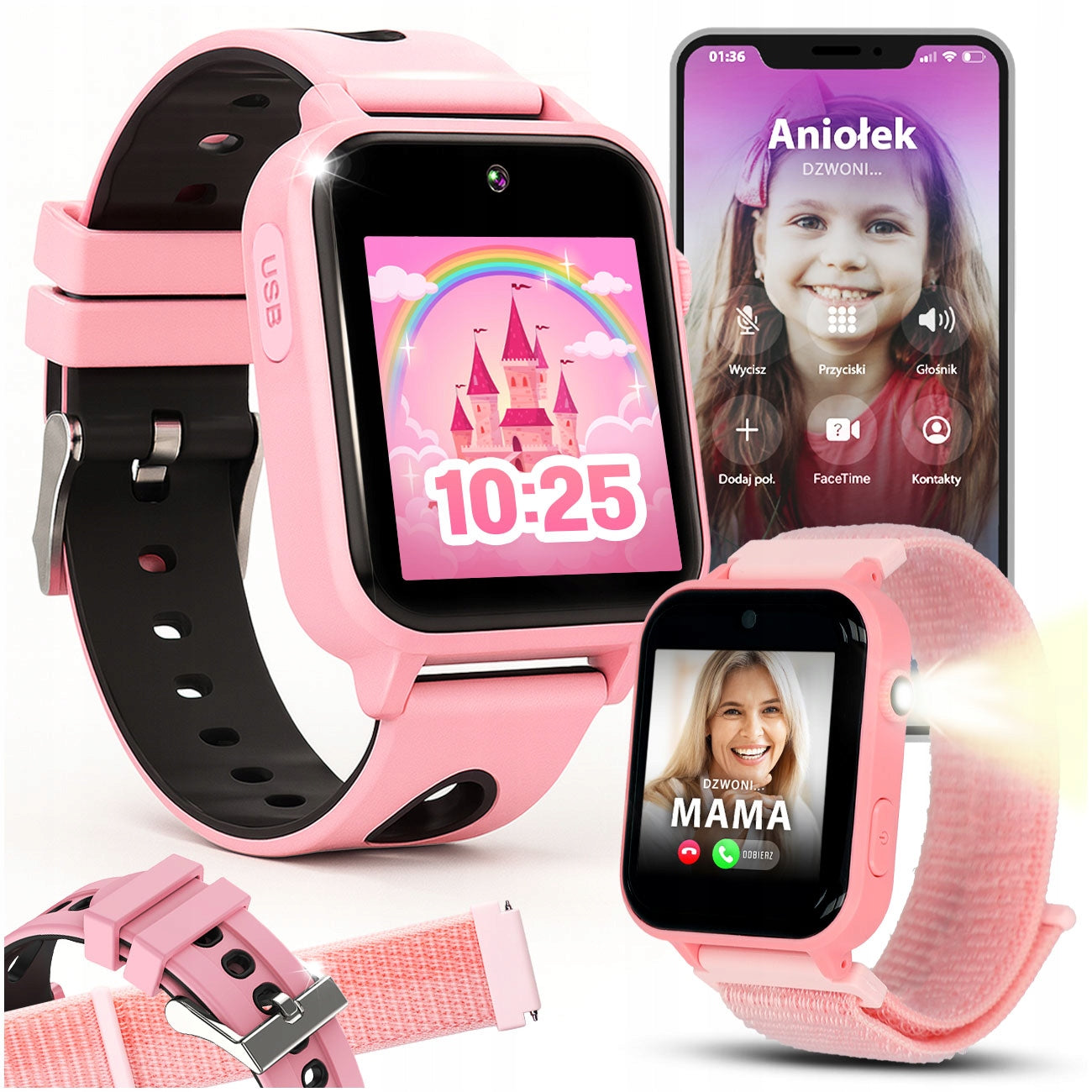 Smartwatch for Children's Watch - Conversation Games Menu Polish Steps 2G