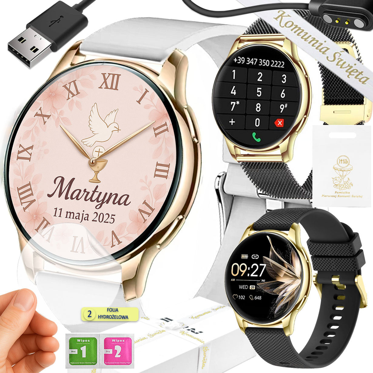 Smartwatch for Communion Rubicon - 3in1 Conversations, PL Menu, Gift Set