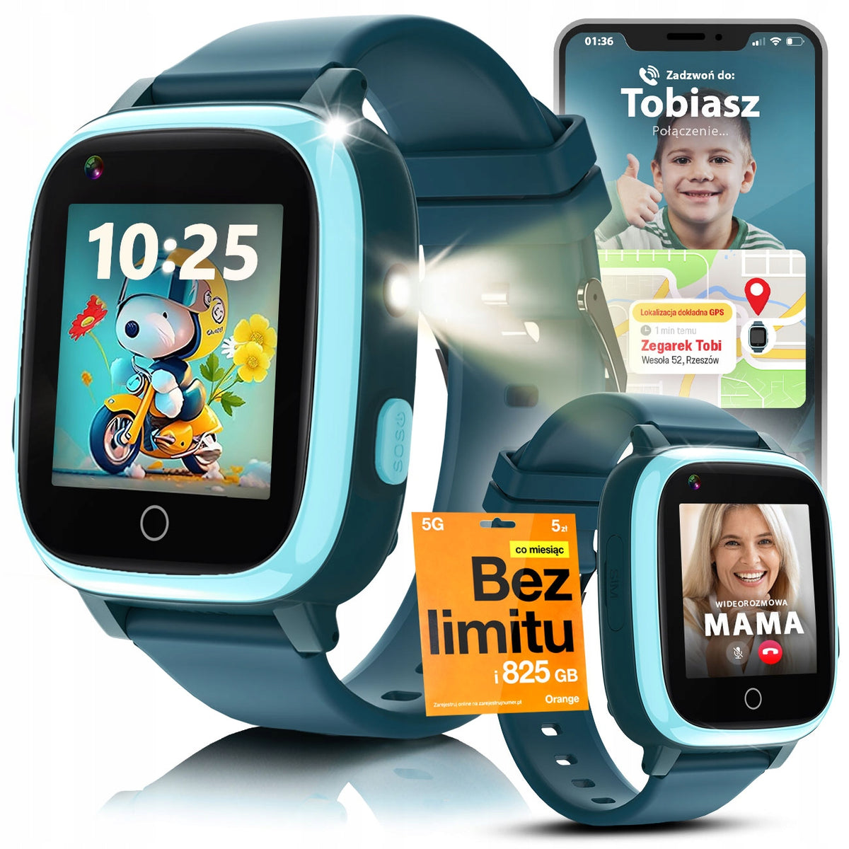 Smartwatch for Kids Watch Phone GPS Calling SMS Learning Video Audio Games