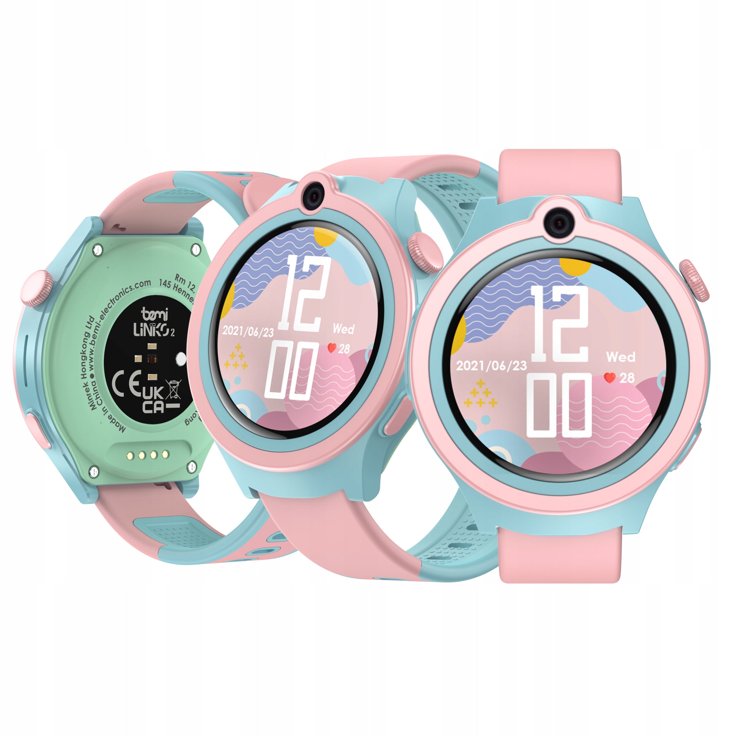 Smartwatch for children Bemi Linko2 4G LTE GPS LBS Heart Rate Thermometer pink