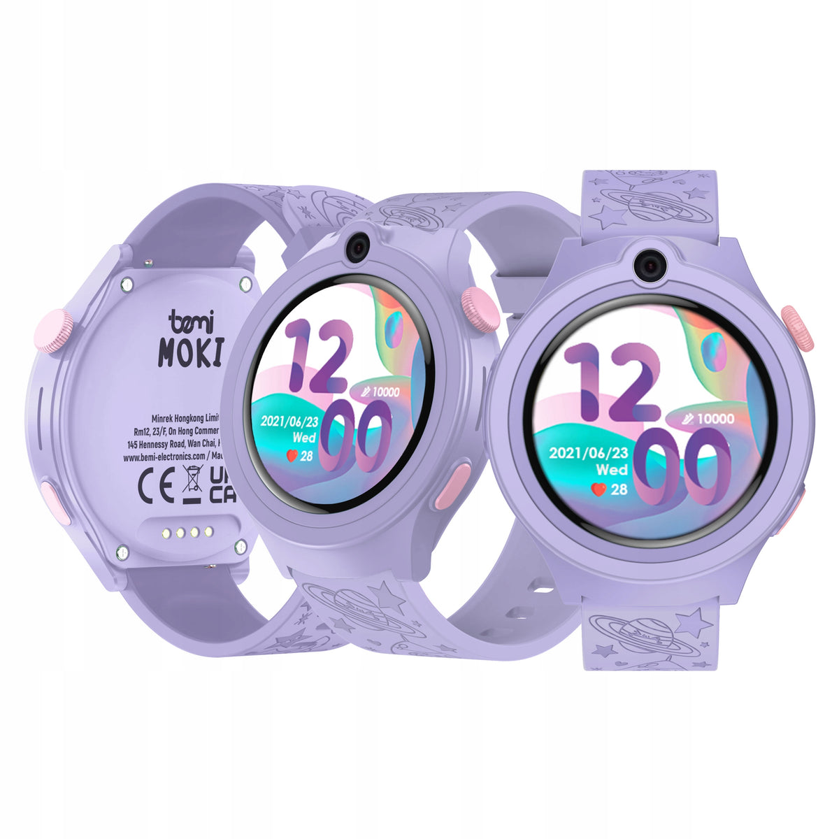 Smartwatch for children Bemi Moki 1.32 inch 360x360 4G LTE GPS LBS purple