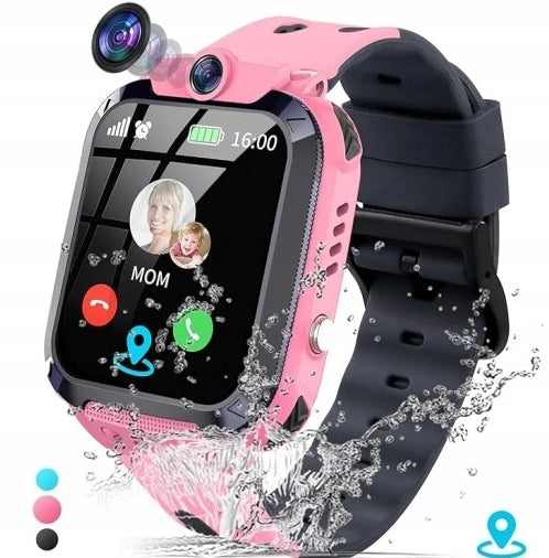 Smartwatch for children JUBUNRER pink waterproof IP68 SOS clock game LBS