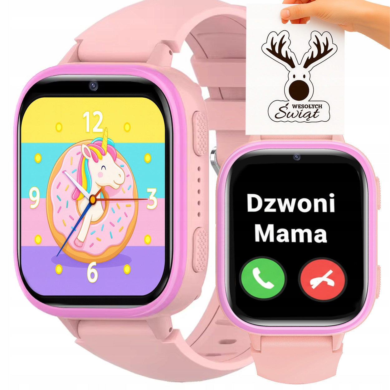 Smartwatch for kids with SIM card, games, educational cards and 2 straps