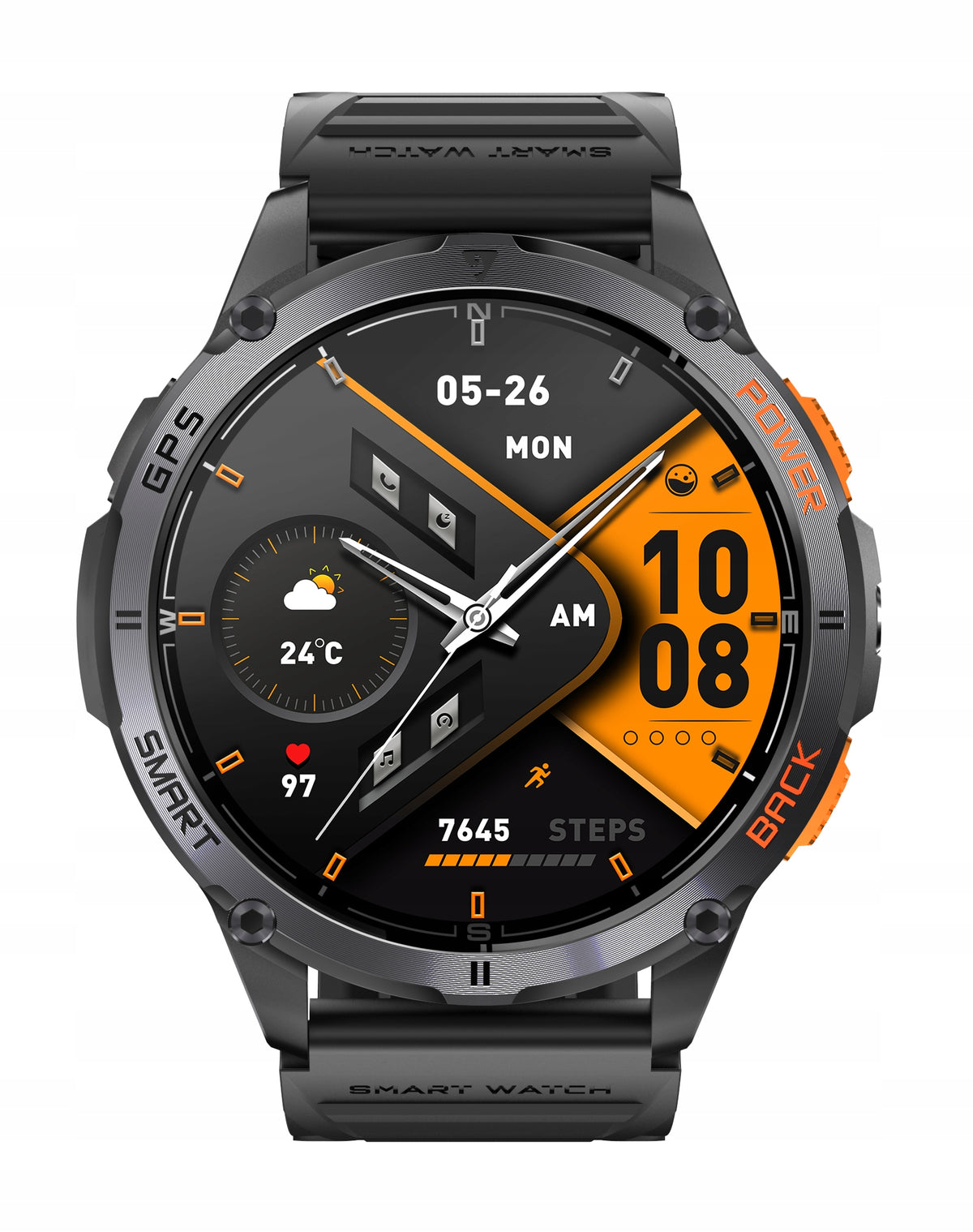Smartwatch functions MENU pl waterproof flashlight GlacierX Orb Black EAN (GTIN) 5907339230403