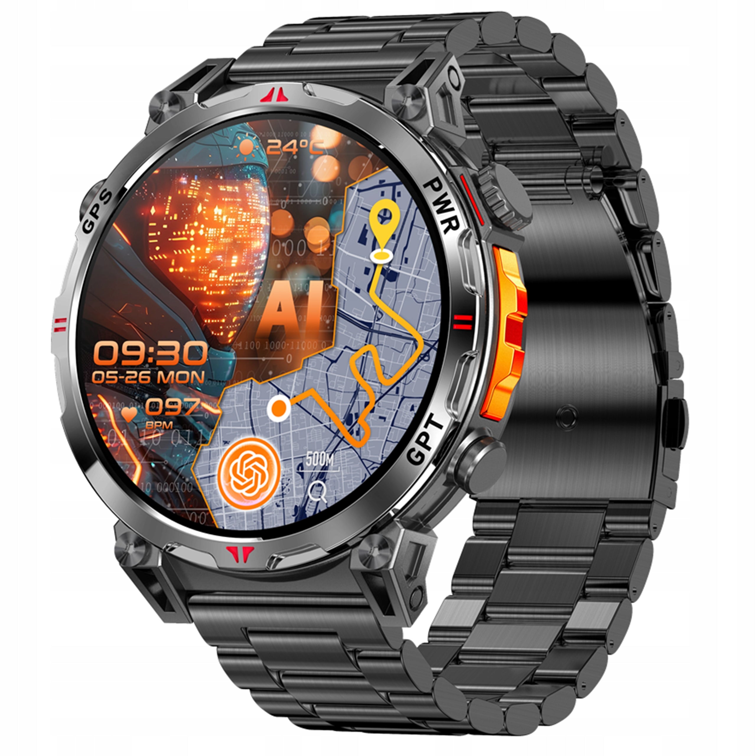 Smartwatch men's GPS AMOLED Bluetooth talk 650 mAh barometer IP68 PL menu Packaging status original