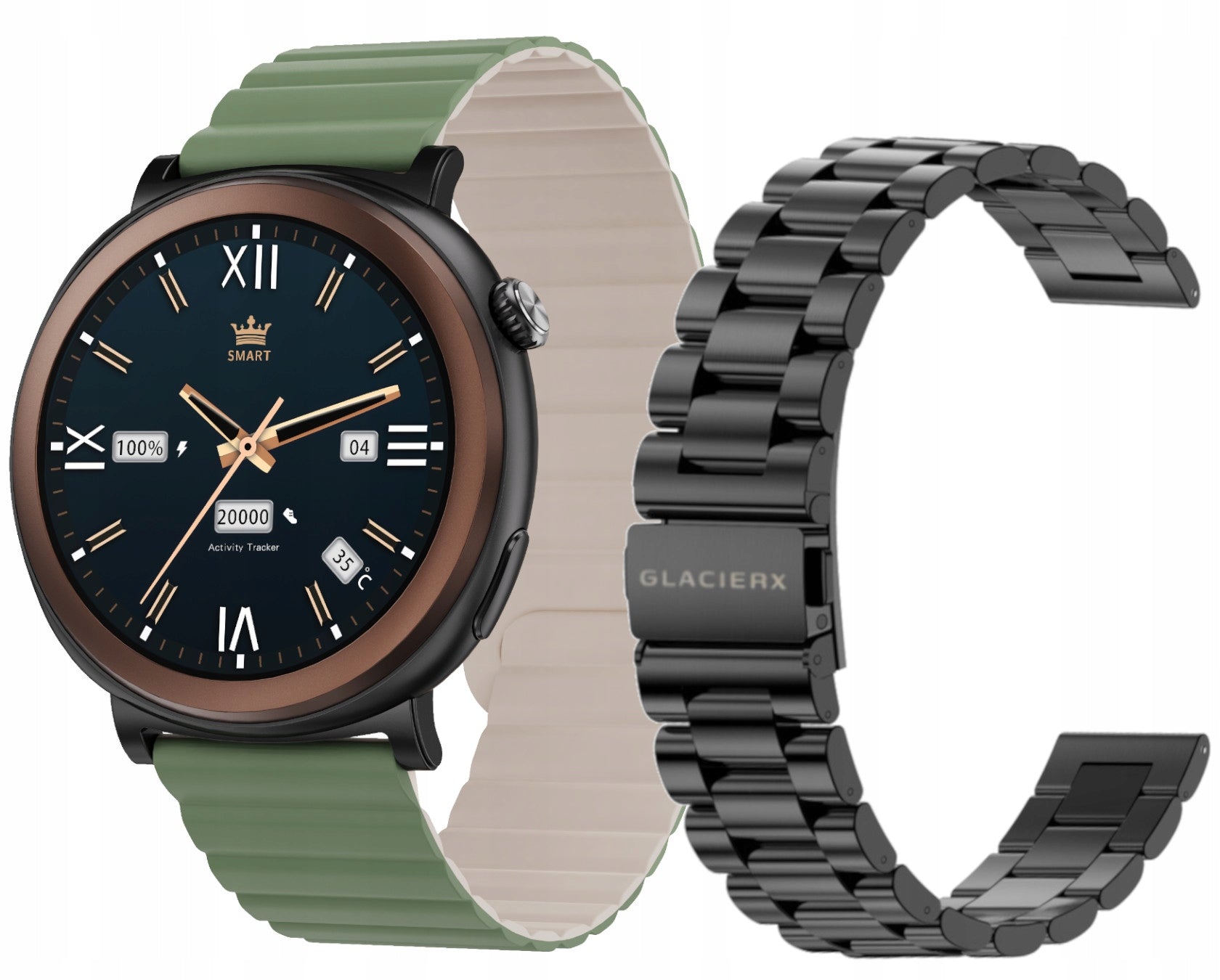 Smartwatch men's sports watch GlacierX Theron Black strap + bracelet Packaging status original