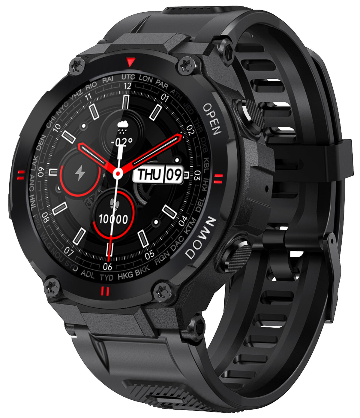 Smartwatch men's sports watch message functions GlacierX Faron Black